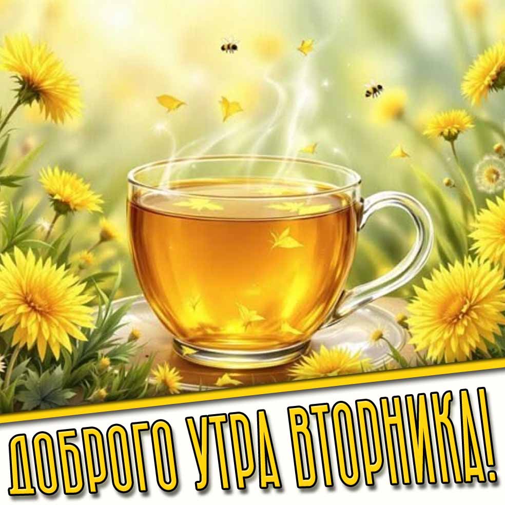 Доброго утра вторника! - летняя картинка с чаем