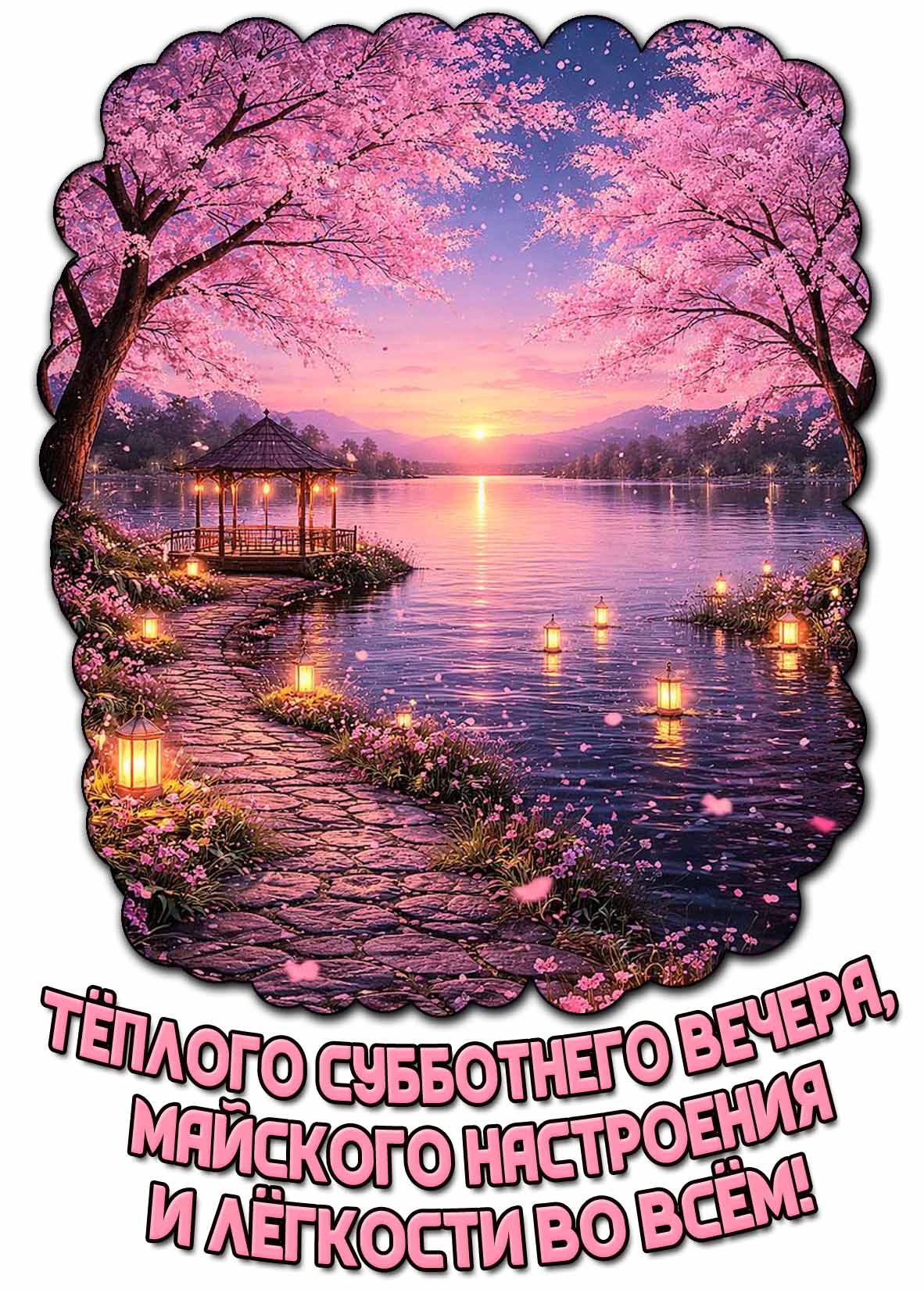 Открытка "Тёплого субботнего вечера, майского настроения и лёгкости во всём!"