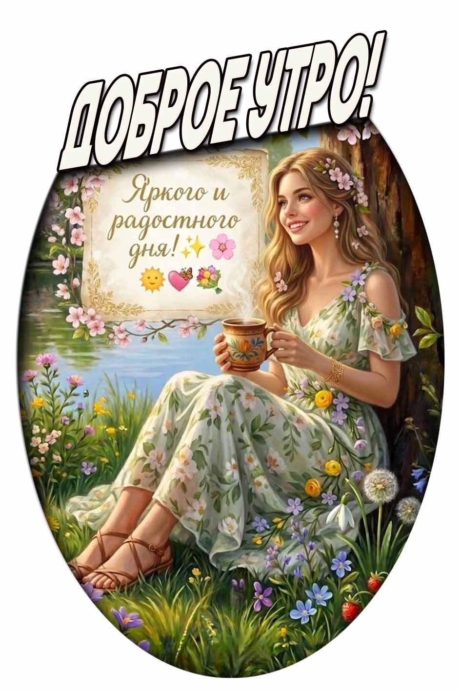 Весенняя открытка "Доброе утро! Яркого и радостного дня!"