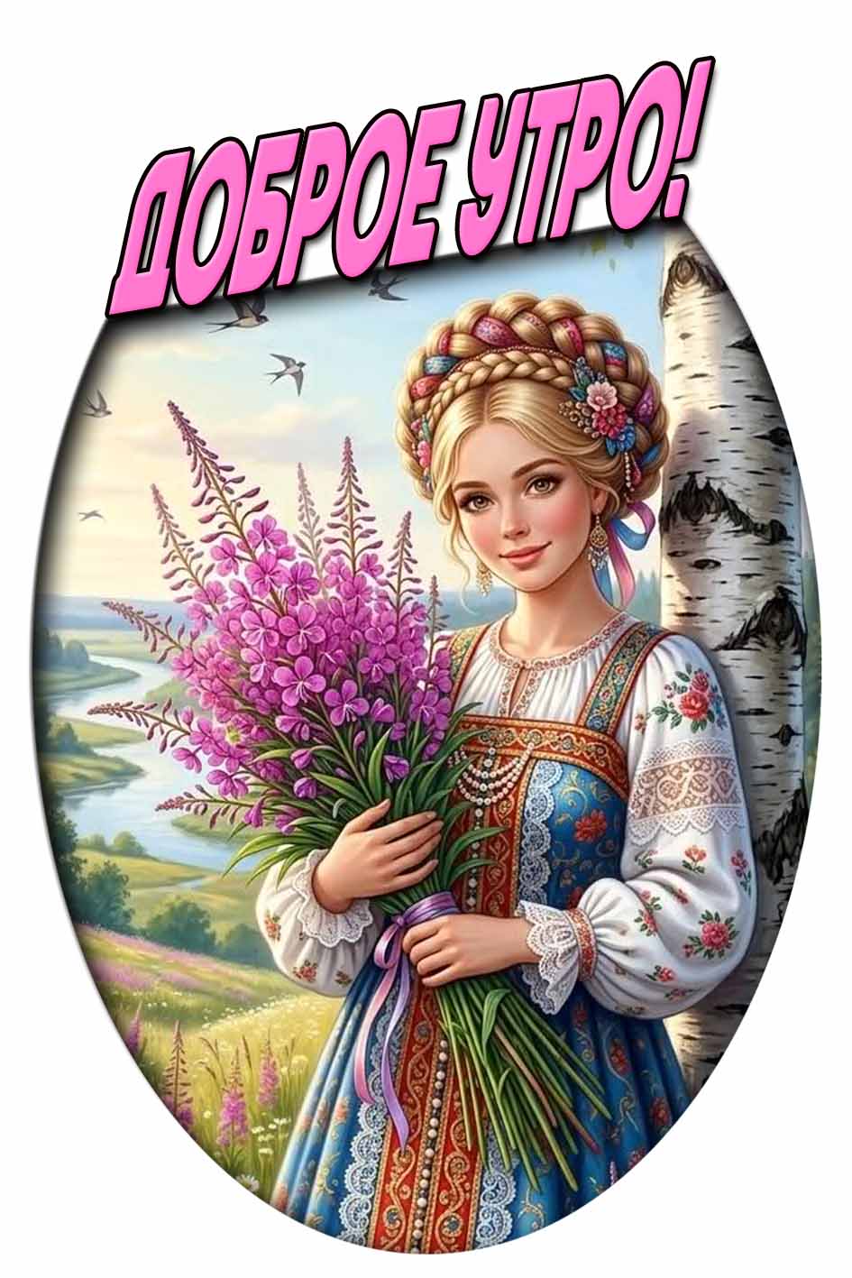 Доброе утро! - весенняя открытка с девушкой