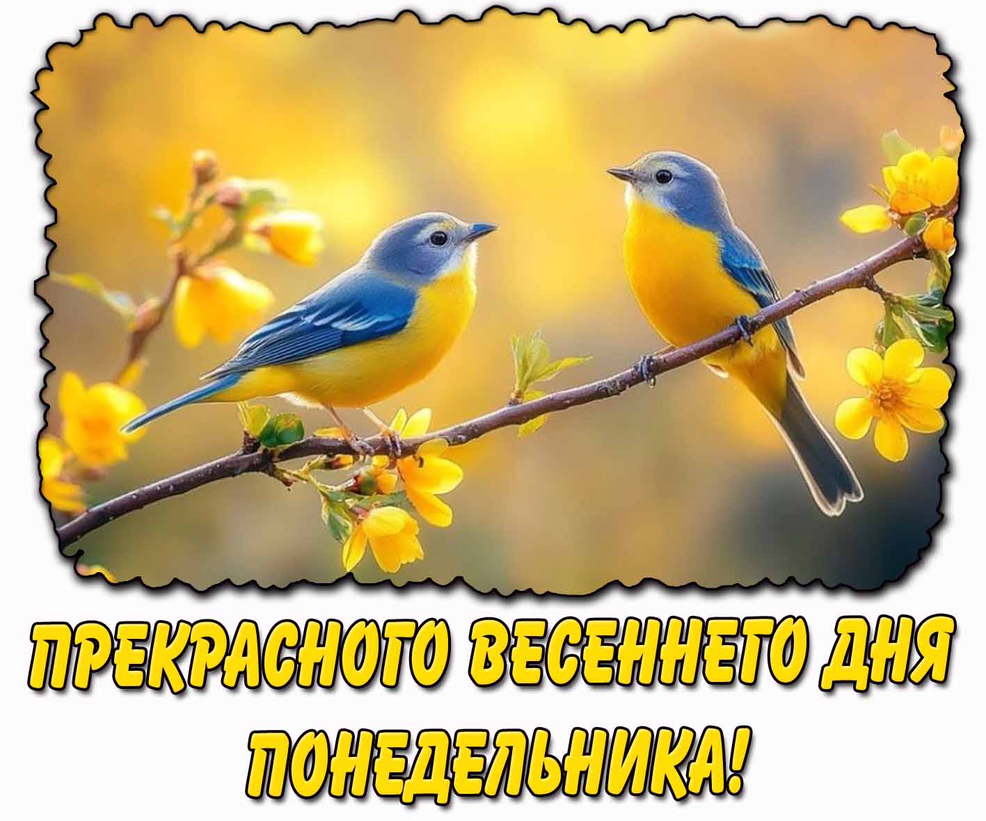 Прекрасного весеннего дня понедельника! - картинка с птичками