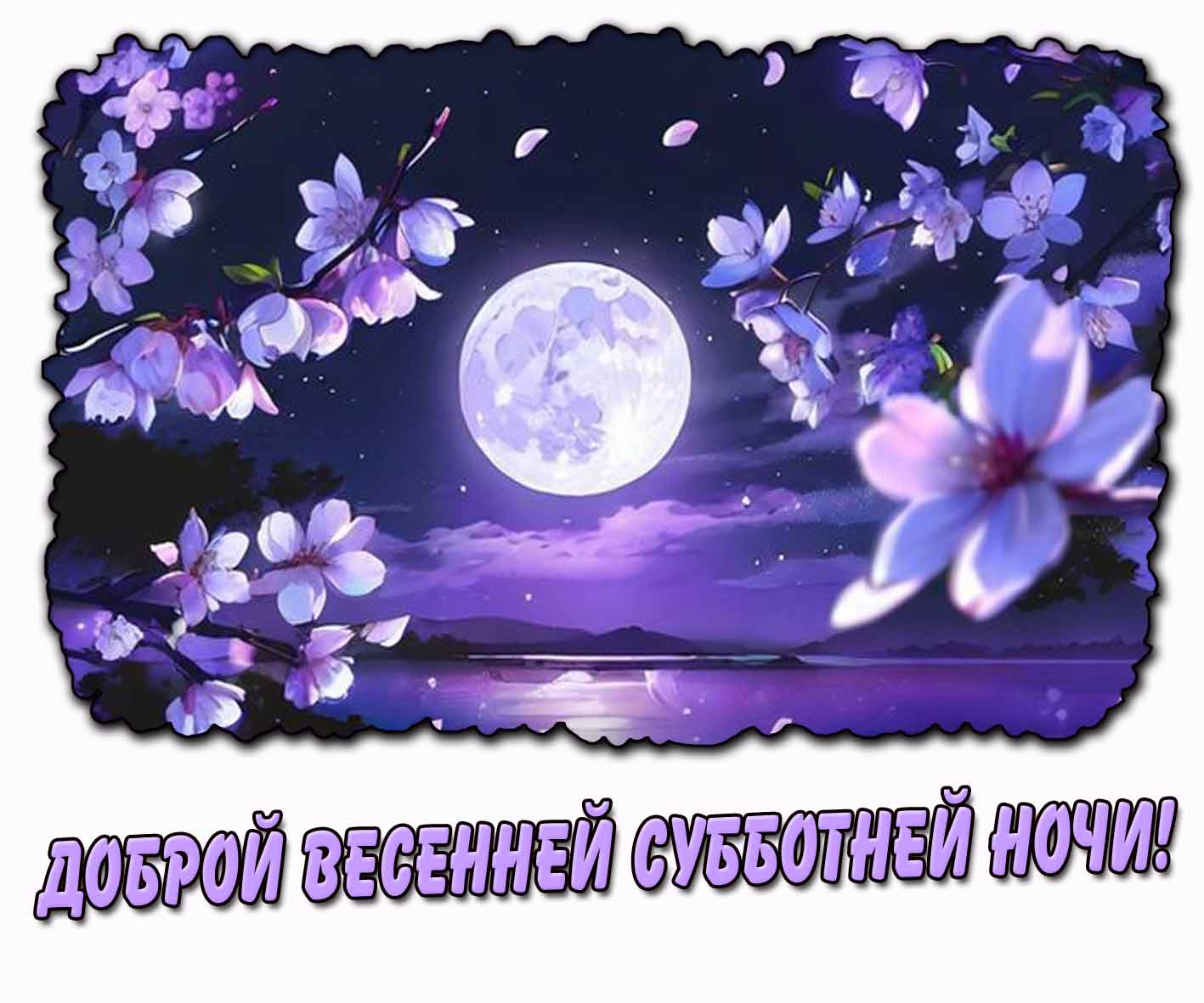 Открытка доброй весенней субботней ночи