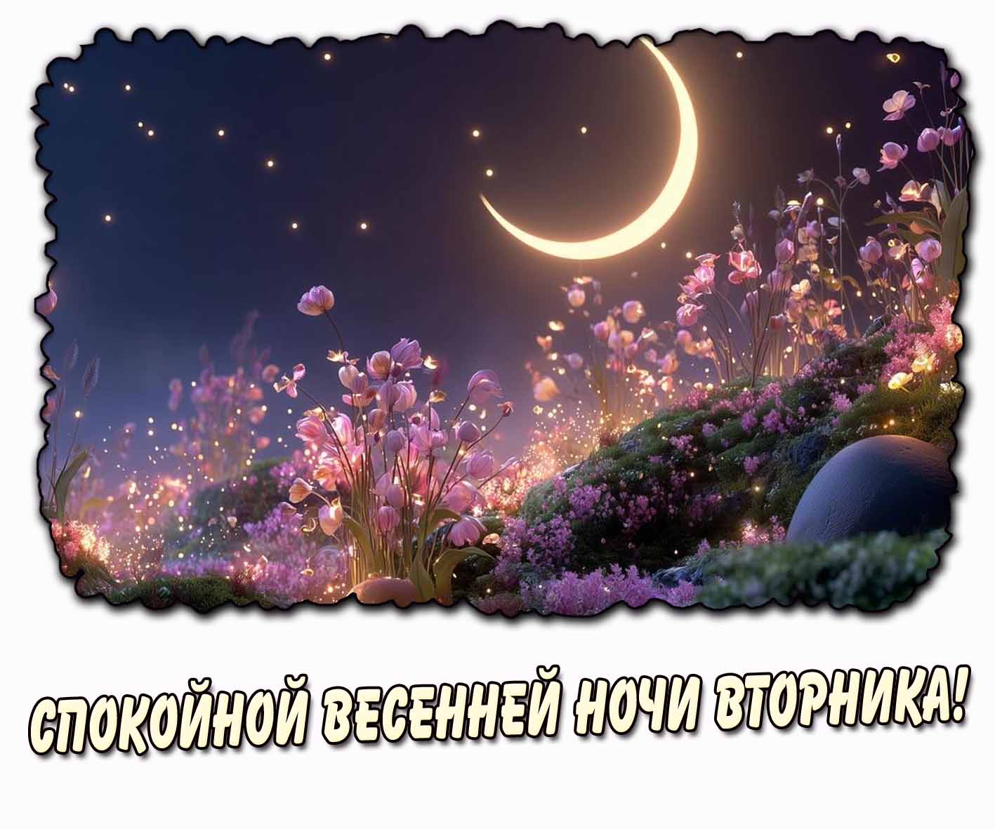 Открытка спокойной весенней ночи вторника