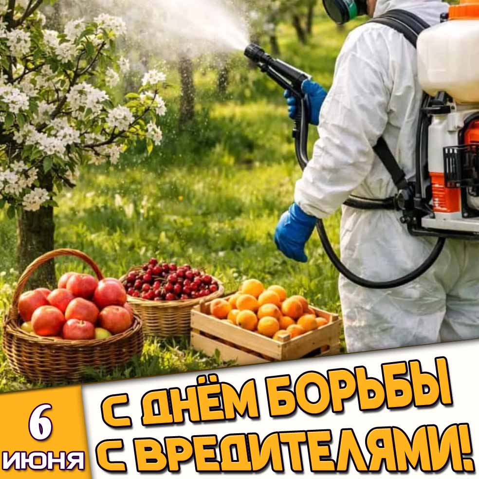 Открытка 6 июня - с днём борьбы с вредителями!