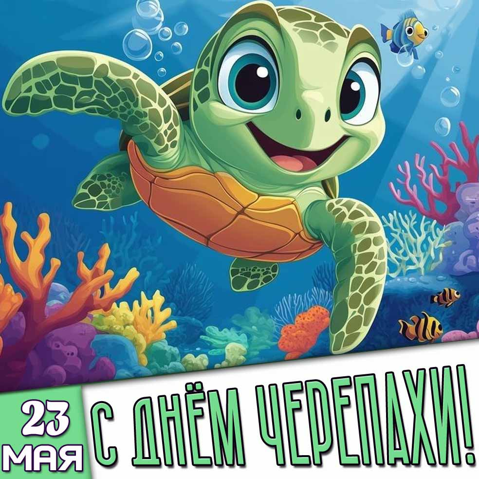 Открытка 23 мая - с днём черепахи!