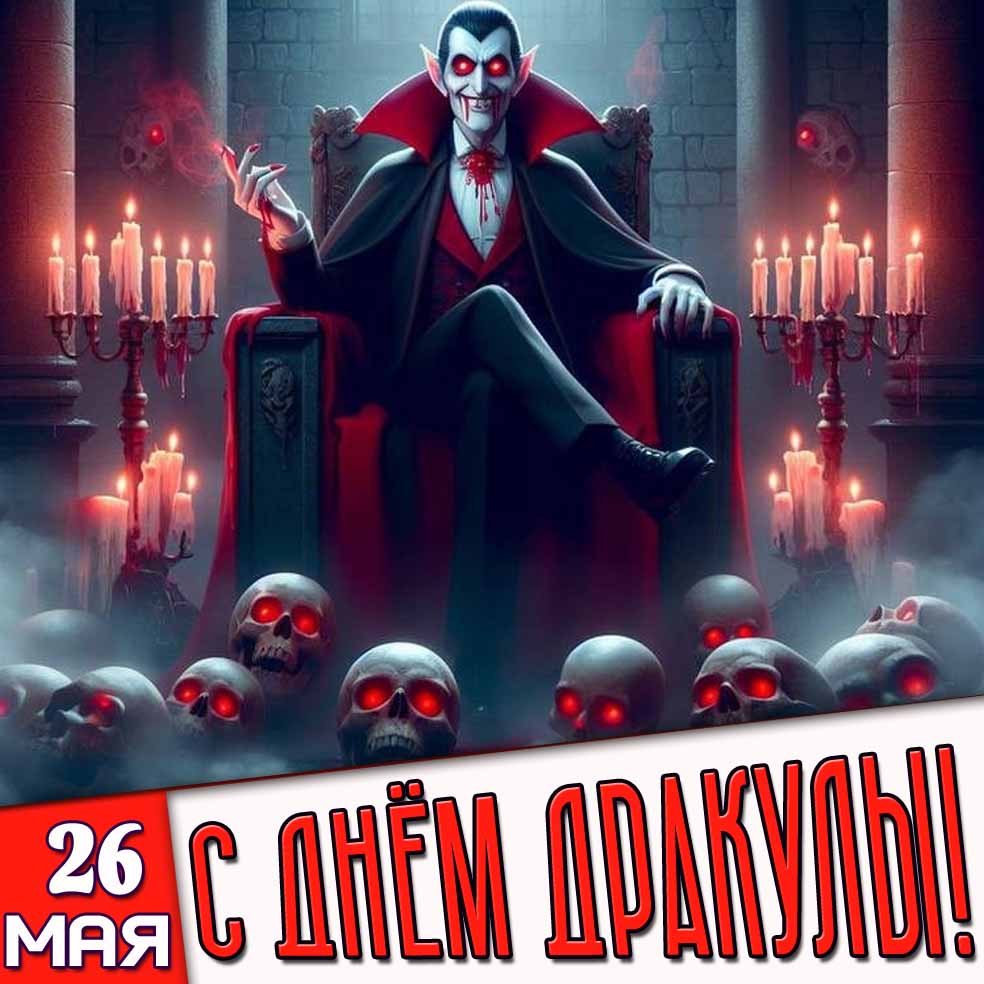 Открытка 26 мая - с днём Дракулы!