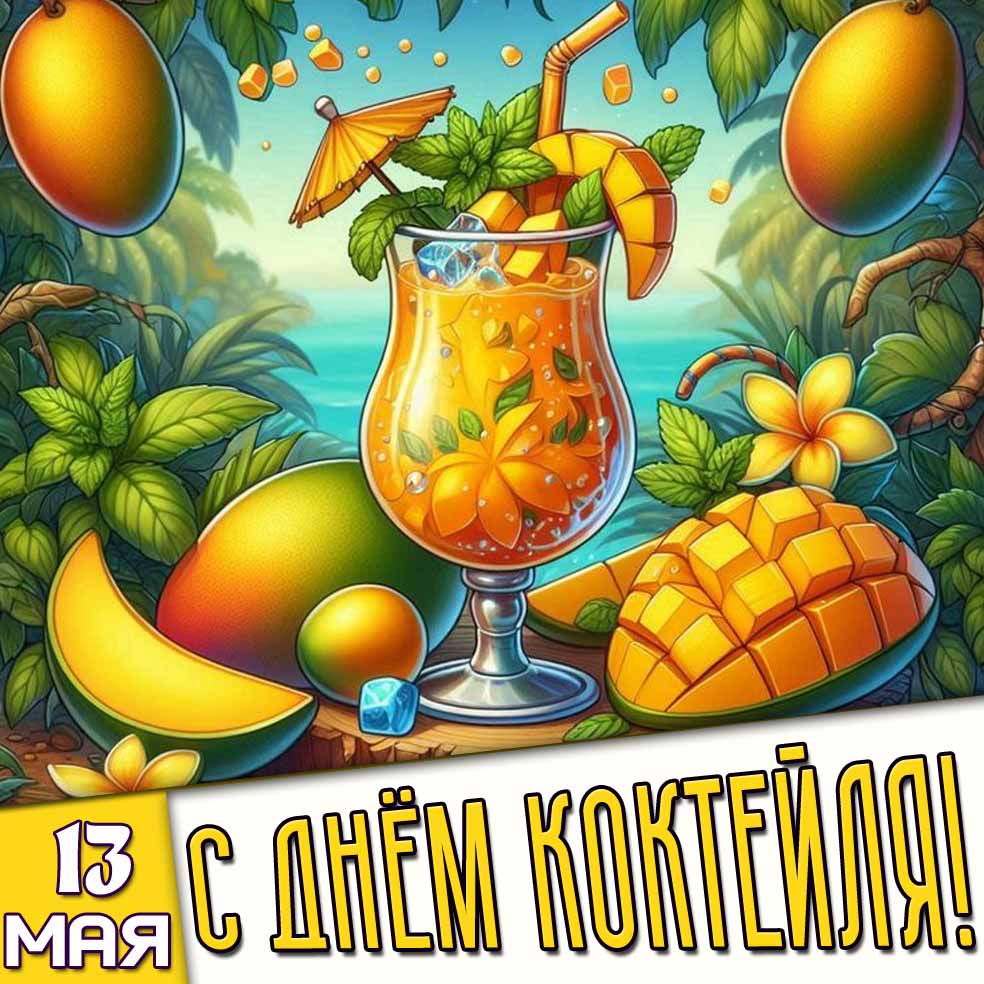 Открытка 13 мая - с днём коктейля!