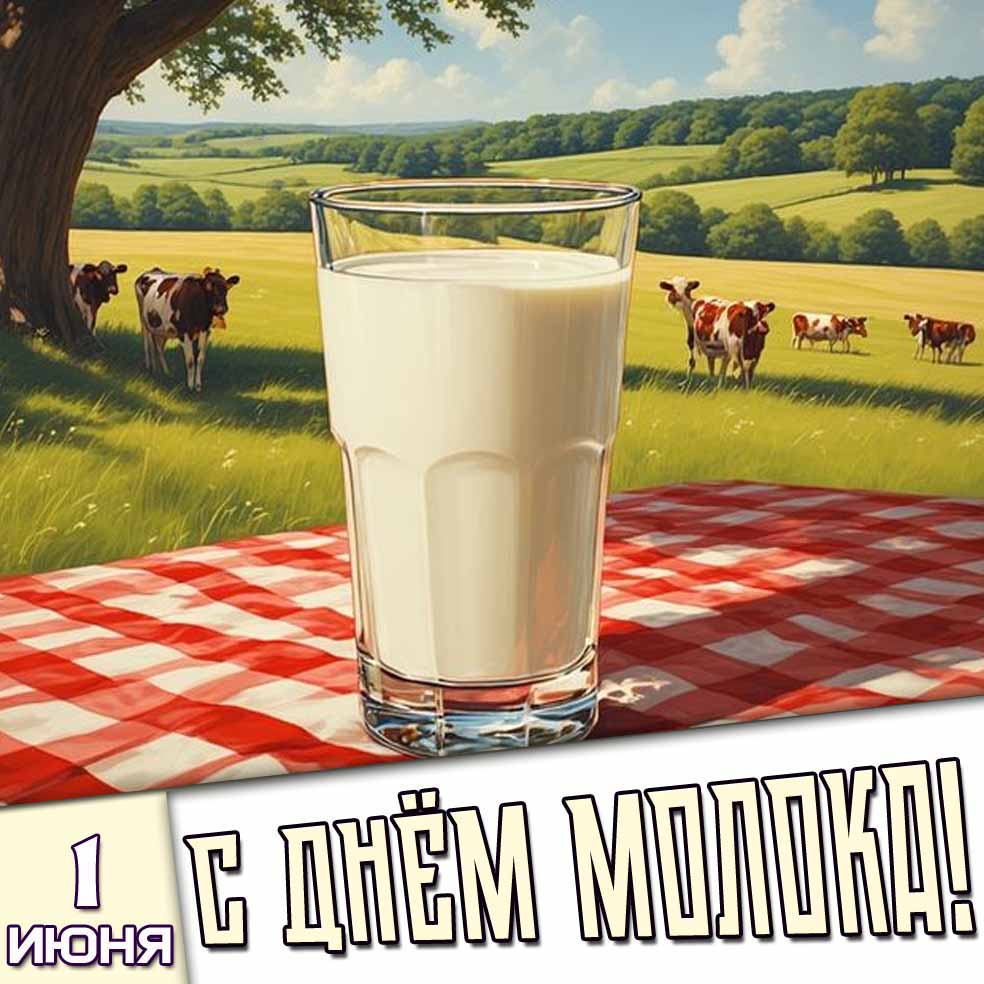 Открытка 1 июня - с днём молока!