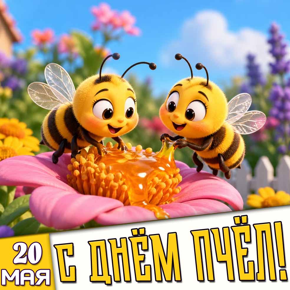 Открытка 20 мая - с днём пчёл!