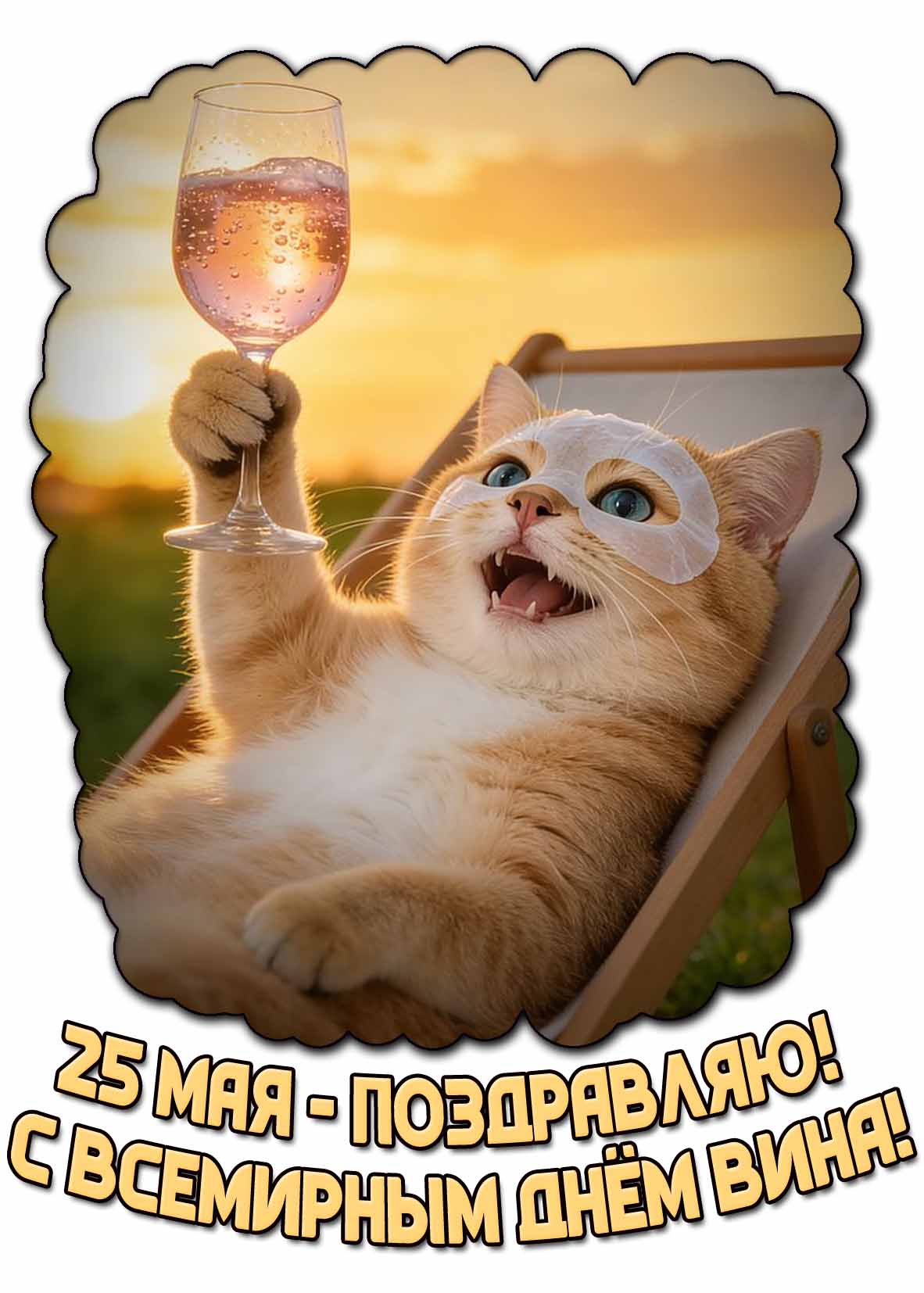 Открытка "25 мая - Поздравляю! С Всемирным днём вина!"