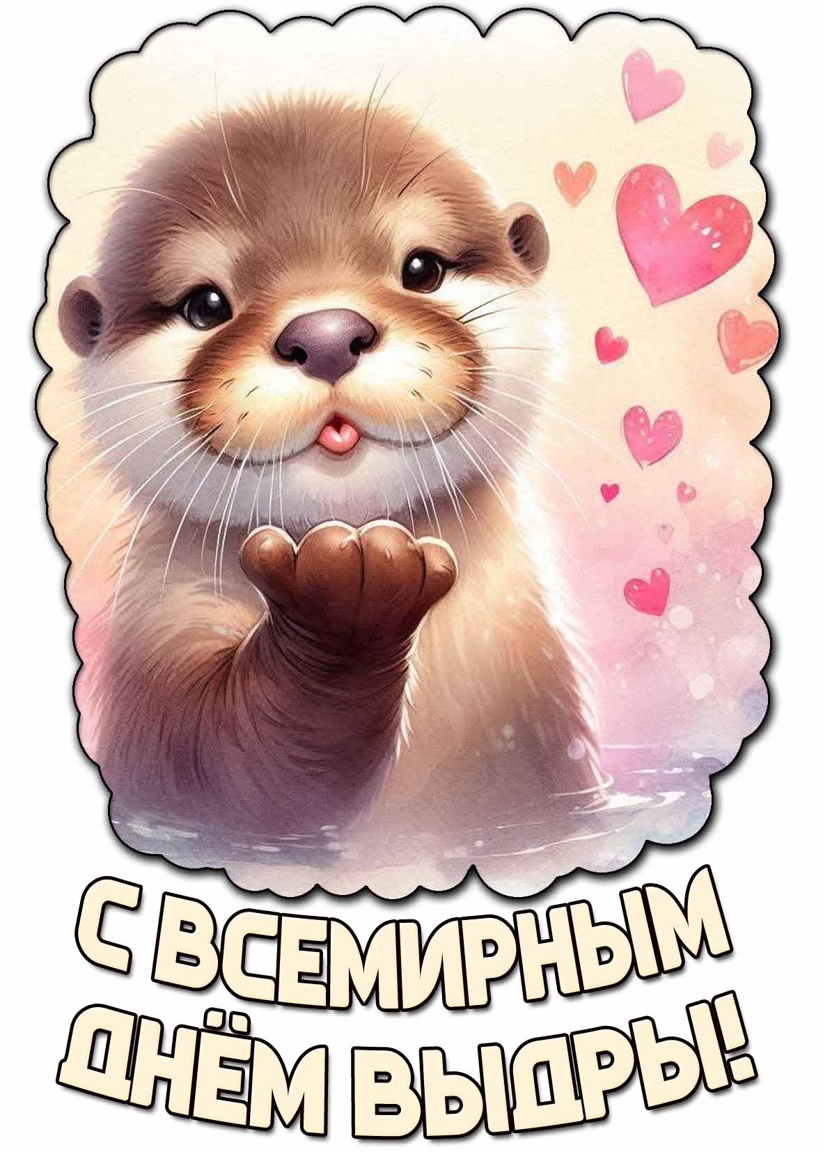 Открытка с Всемирным днём выдры