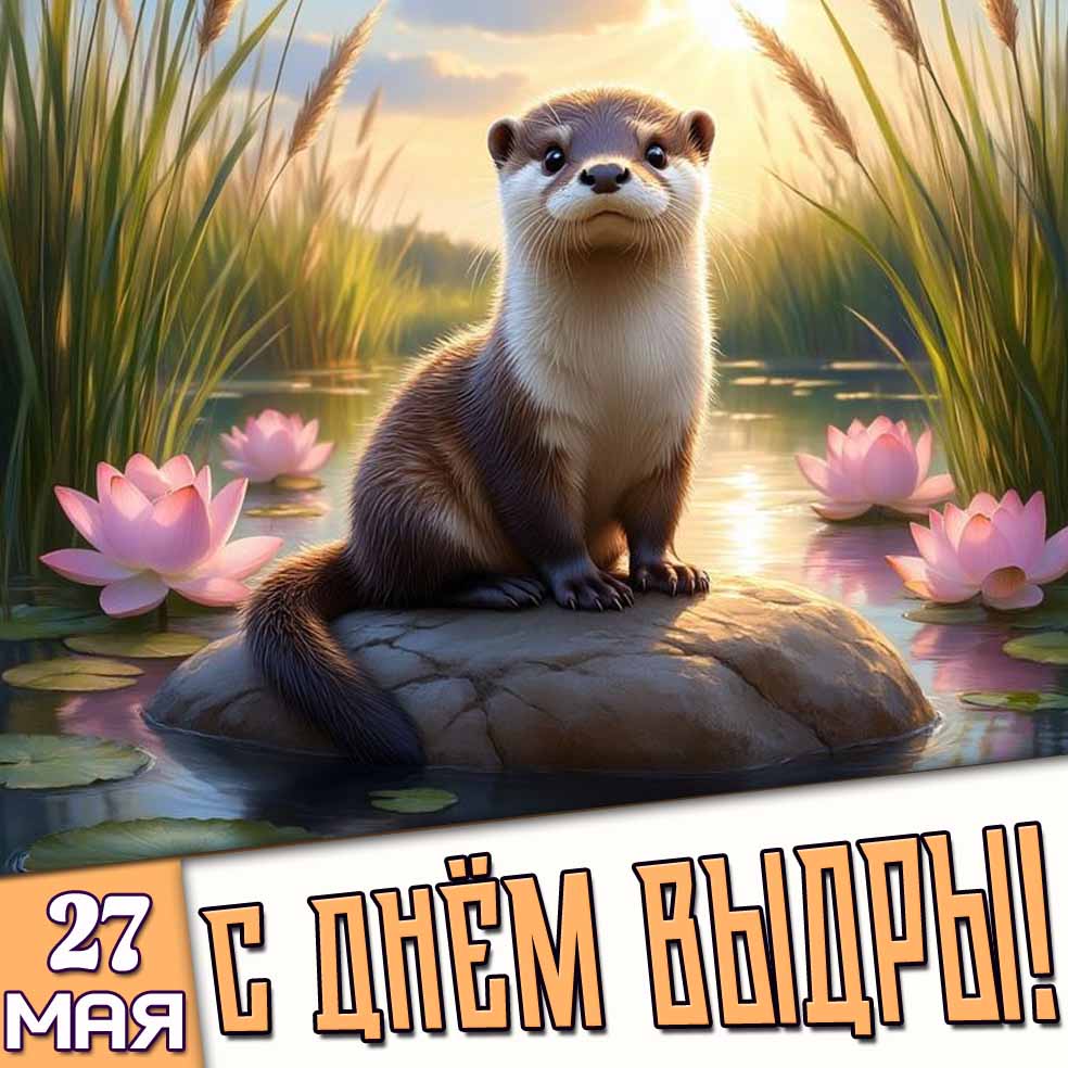Открытка 27 мая - с днём выдры!
