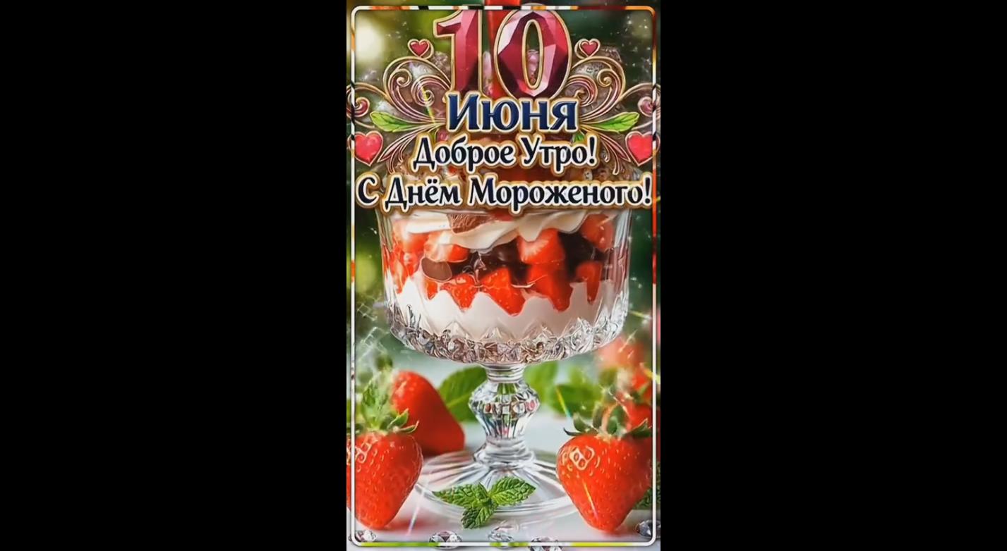 Видео открытка "Доброе утро! С днём мороженого!" - 10 июня