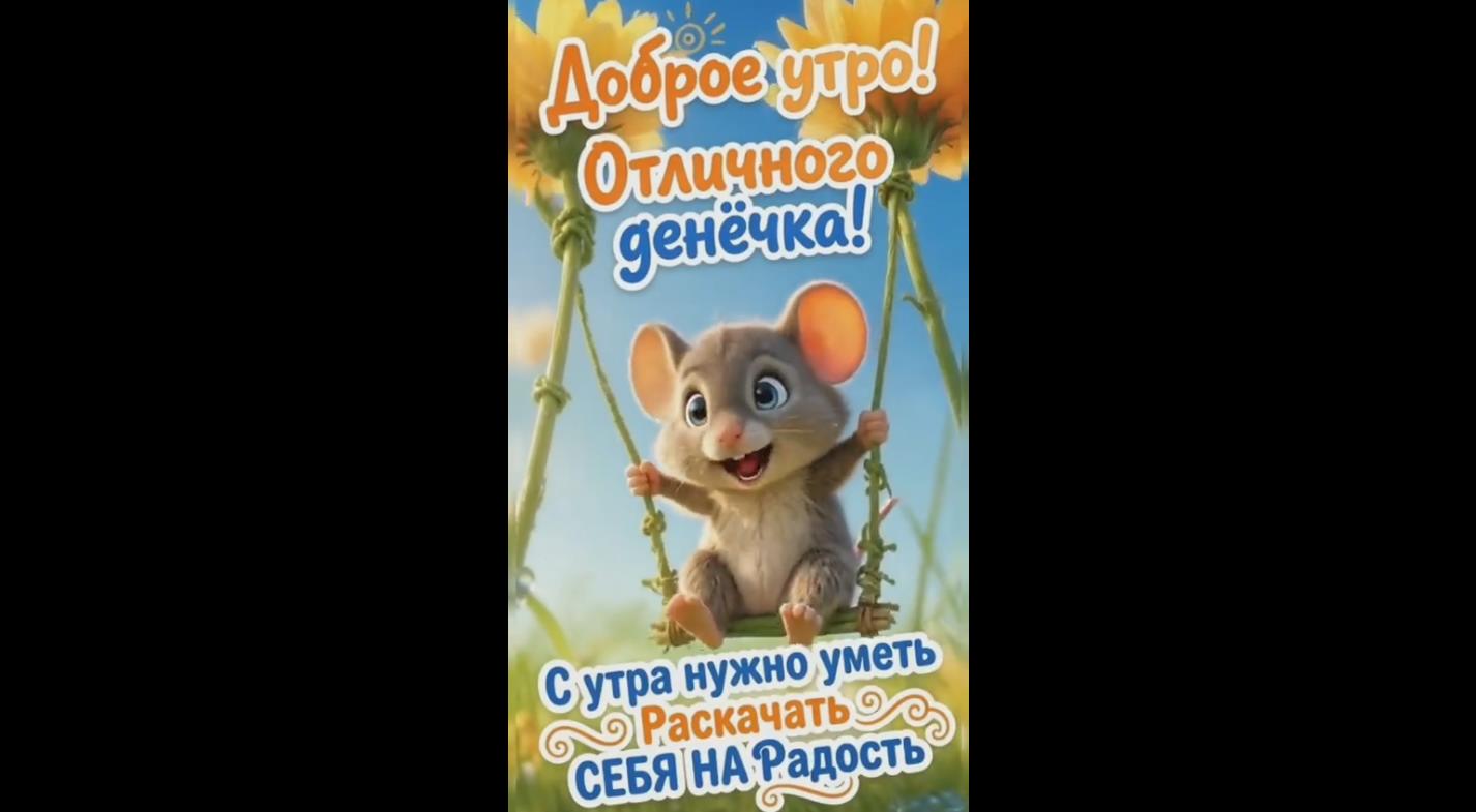 Летняя видео открытка "Доброе утро! Отличного денёчка! С утра нужно уметь раскачать себя на радость!"