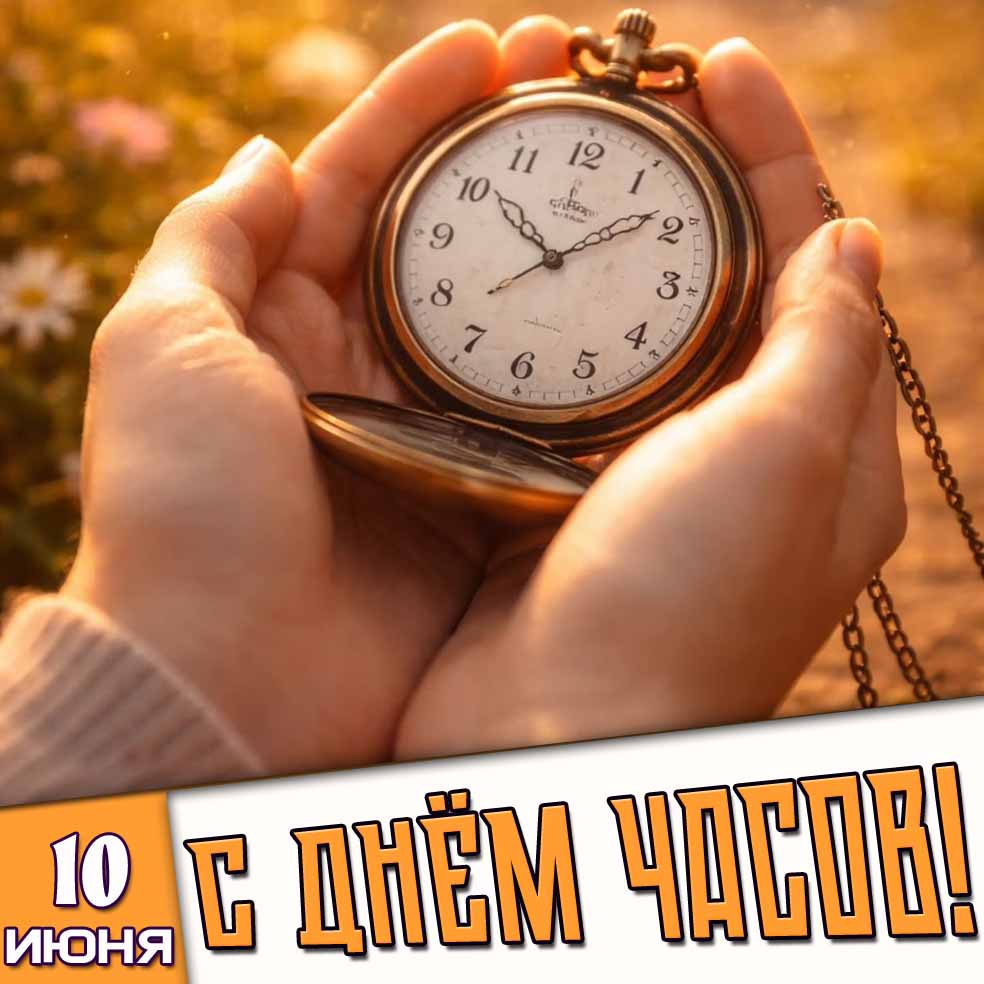 Открытка 10 июня - с днём часов!
