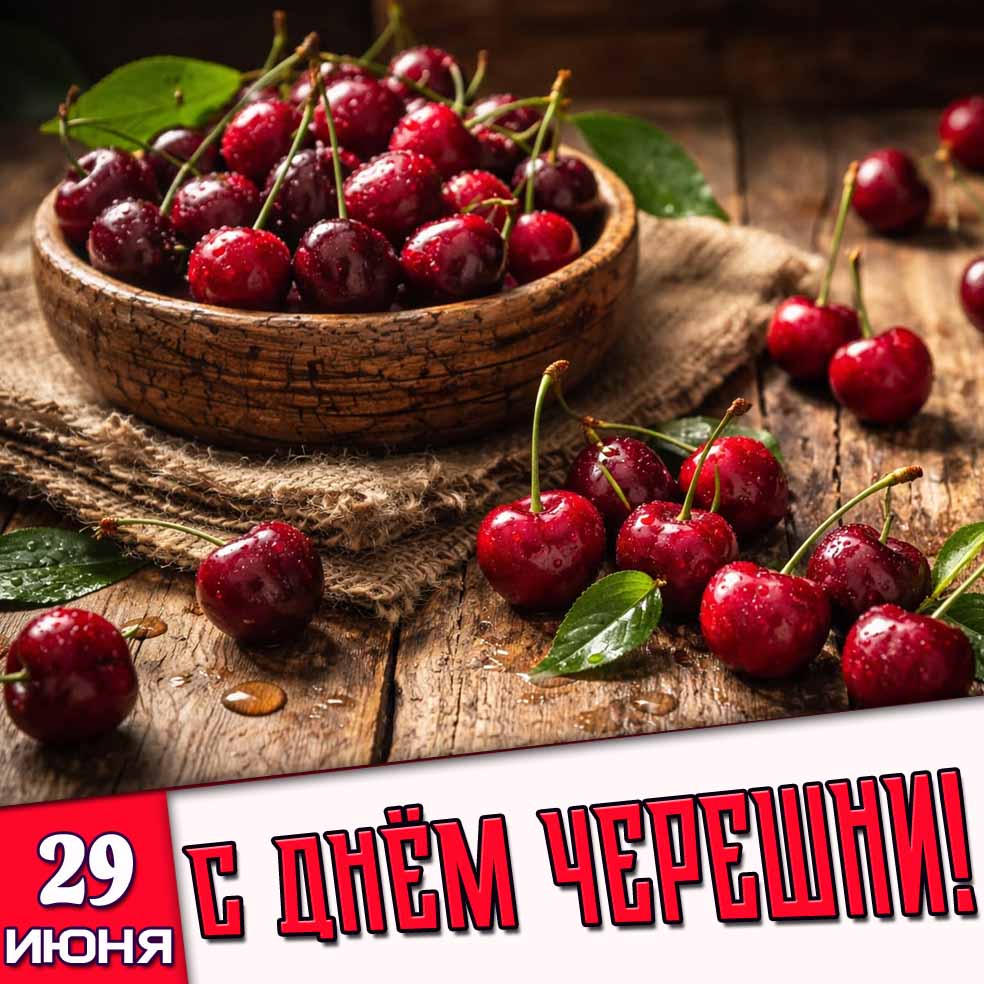 Открытка 29 июня - с днём черешни!