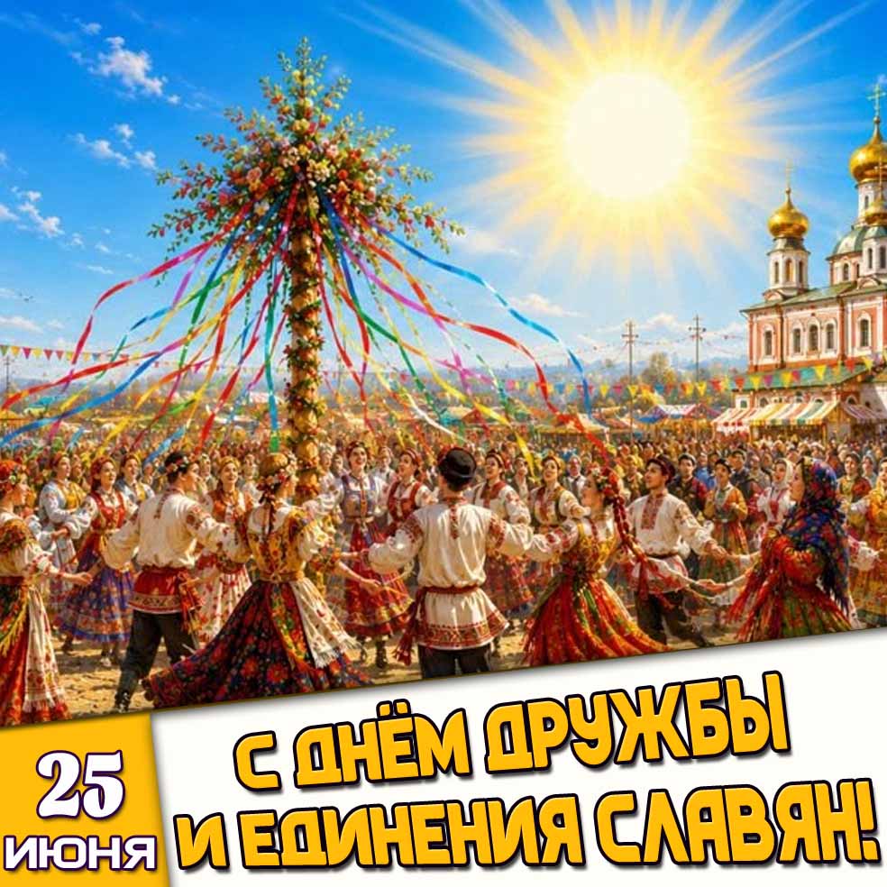Открытка 25 июня - с днём дружбы и единения славян!