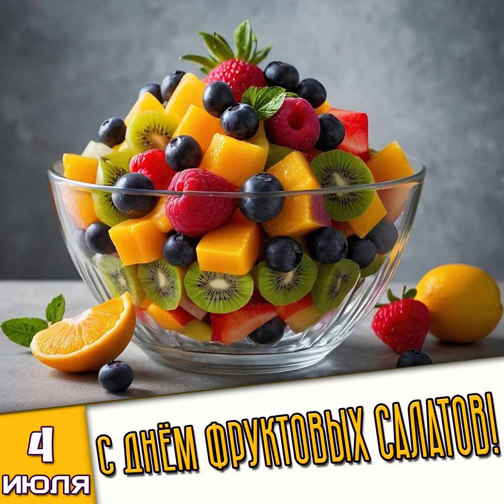 Открытка 4 июля - с днём фруктовых салатов!