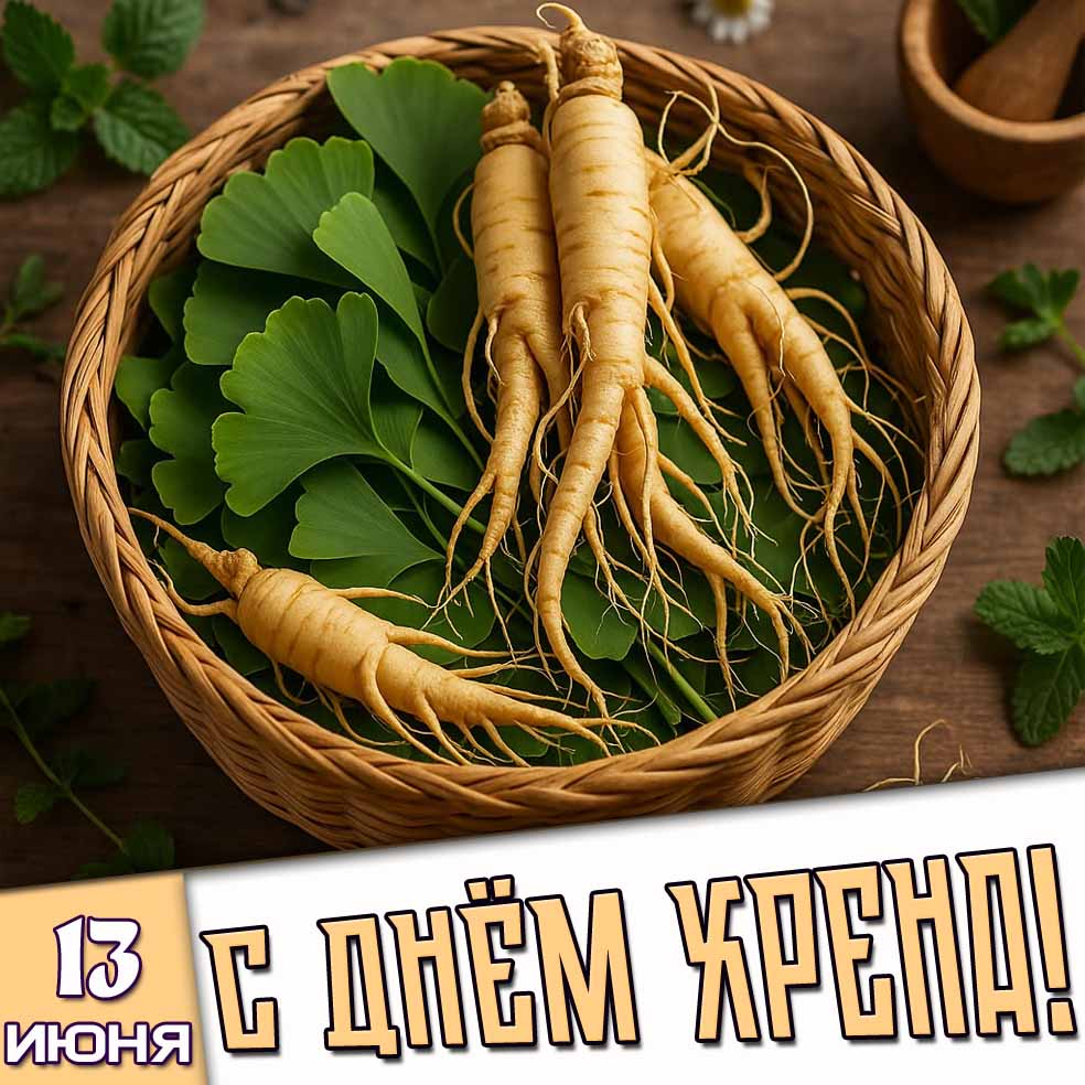 Открытка 13 июня - с днём хрена!