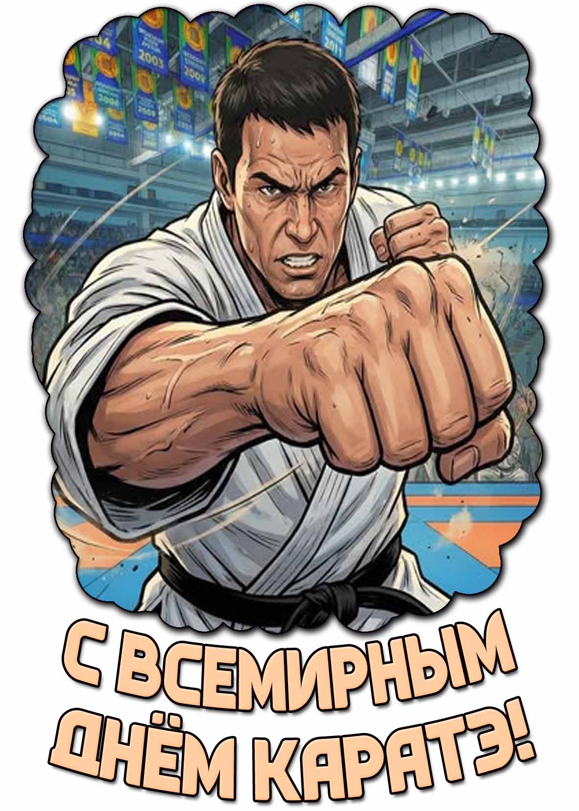 Открытка с Всемирным днём каратэ