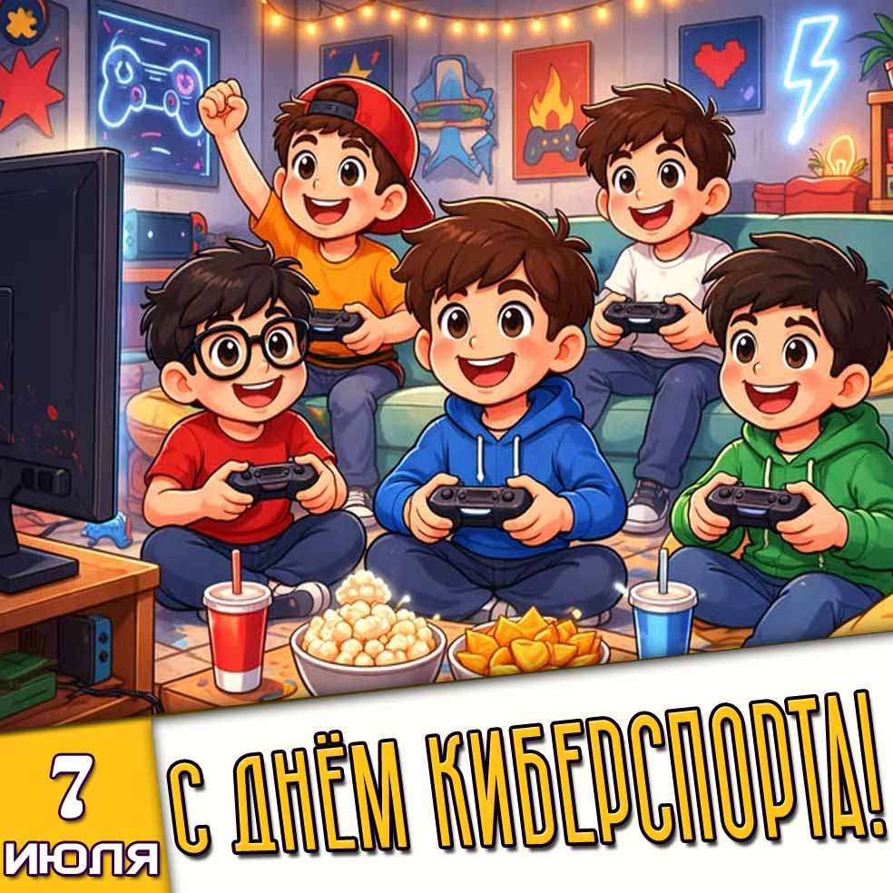 Детская открытка 7 июля - с днём киберспорта!