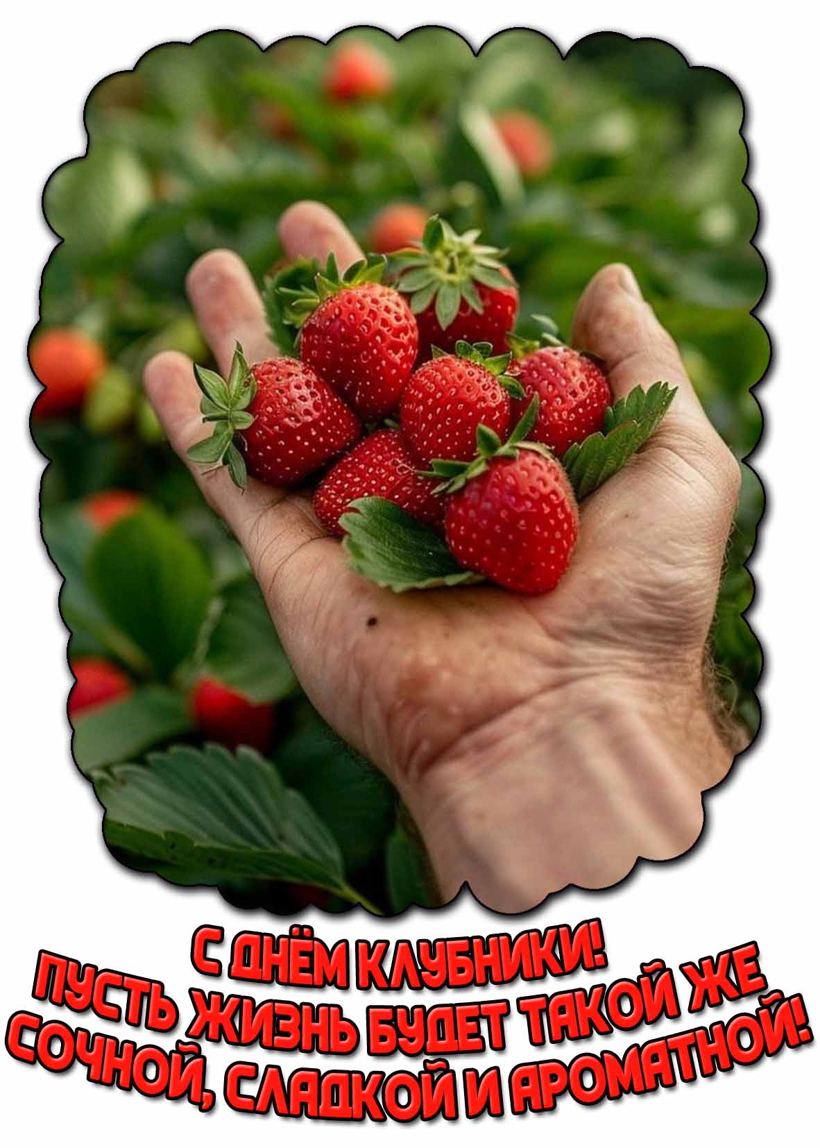 Открытка "С днём клубники! Пусть жизнь будет такой же сочной, сладкой и ароматной!"