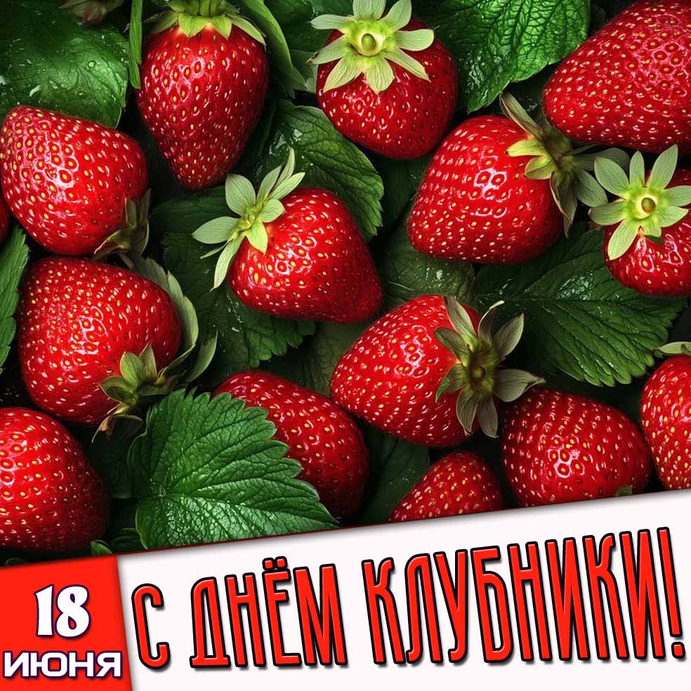 Открытка 18 июня - с днём клубники!