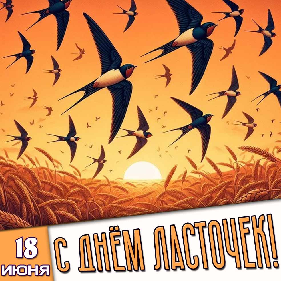 Картинка 18 июня - с днём ласточек!