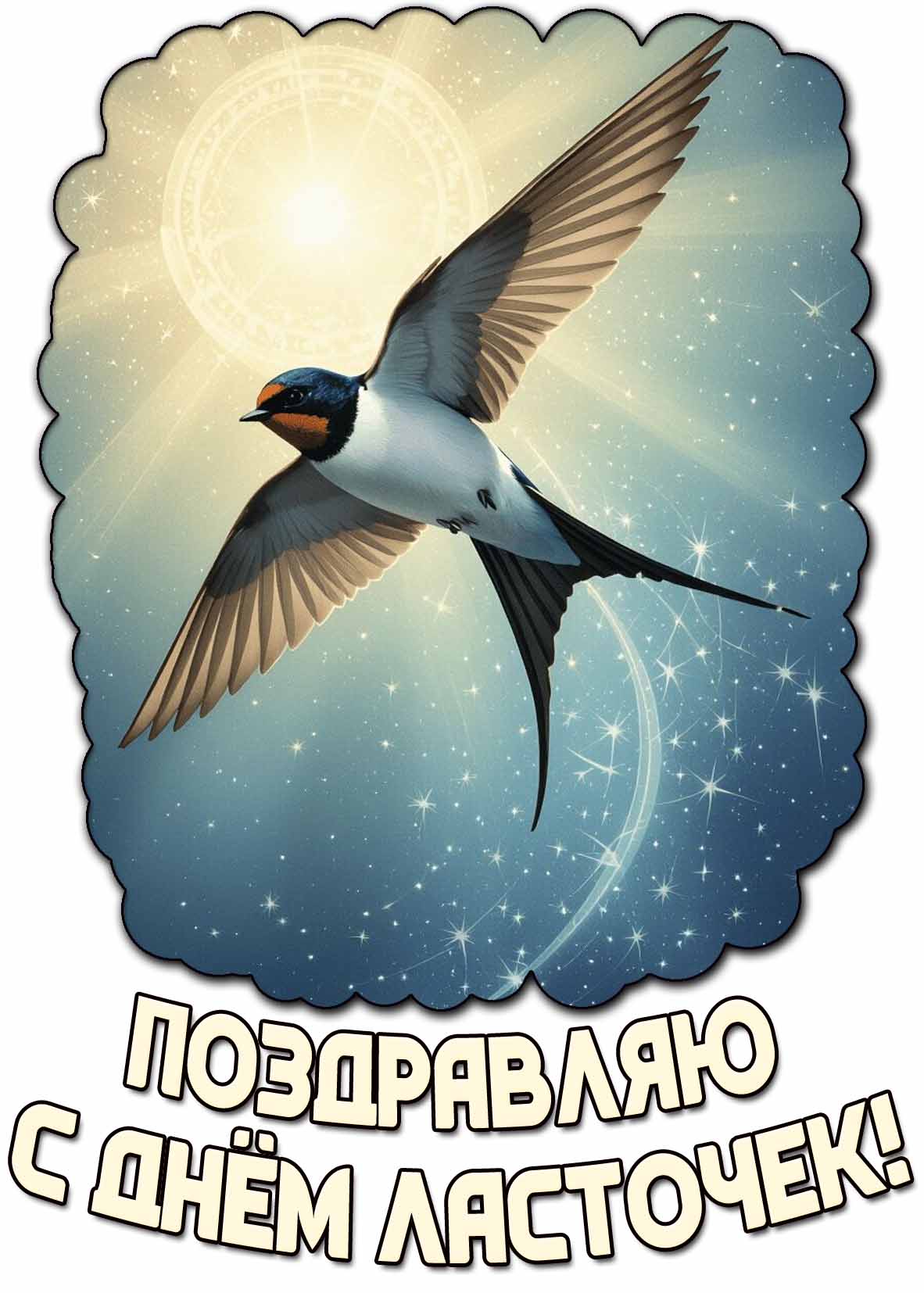 Открытка "Поздравляю с днём ласточек!"