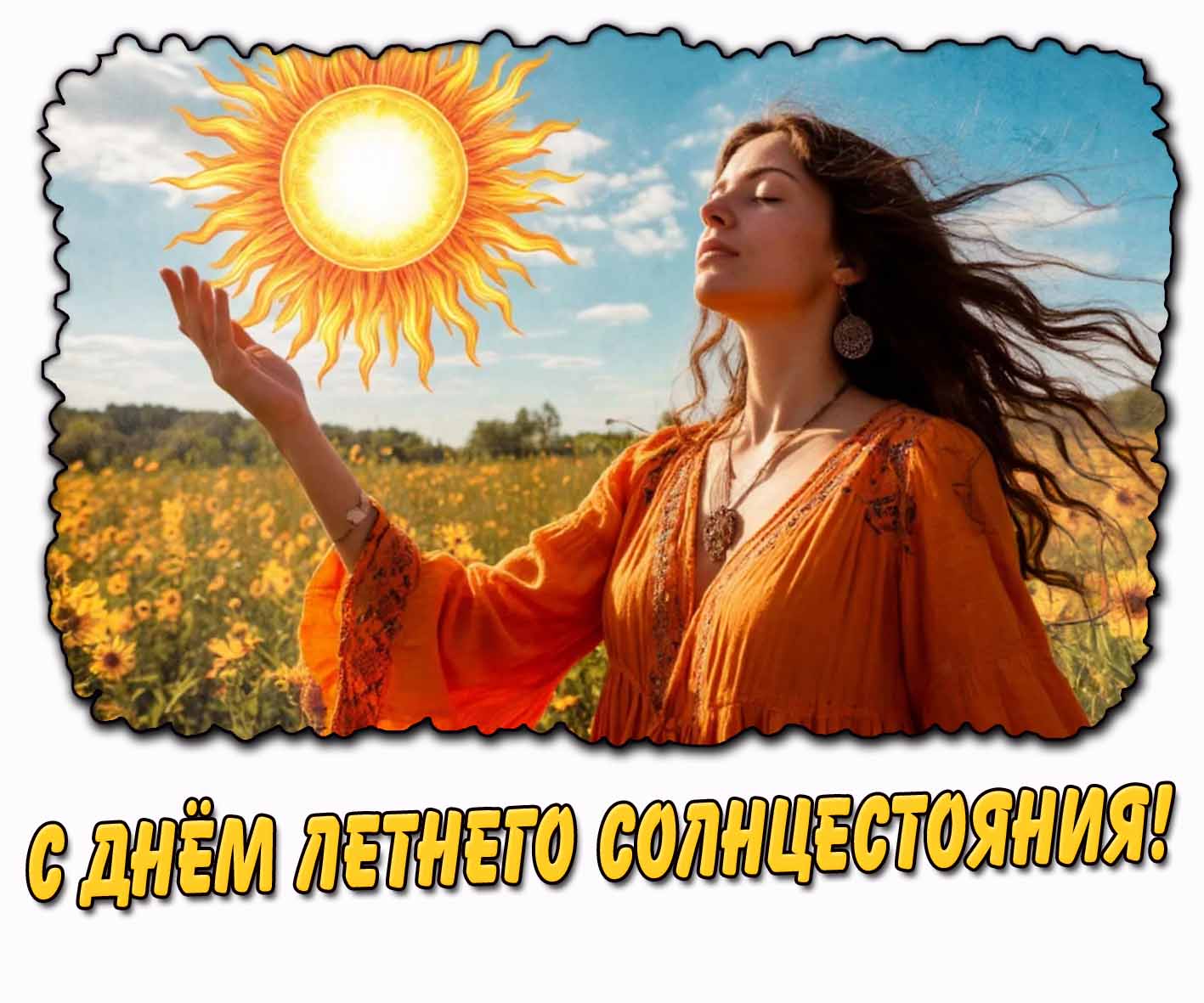 С днём летнего солнцестояния! - открытка для девушки