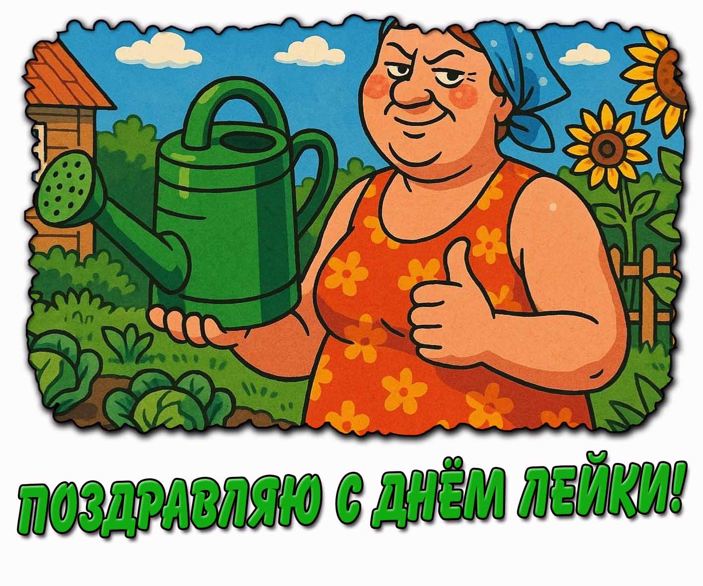 Прикольная картинка "Поздравляю с днём лейки!"