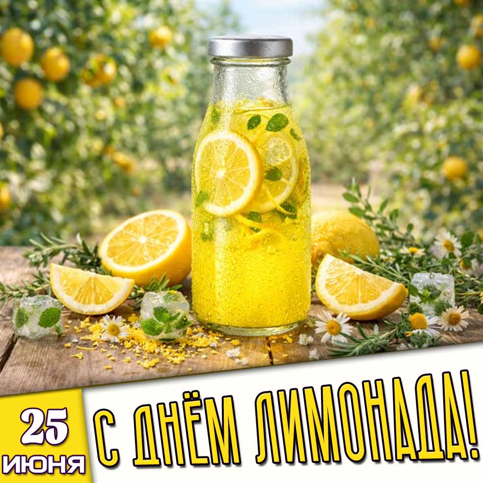 Открытка 25 июня - с днём лимонада!