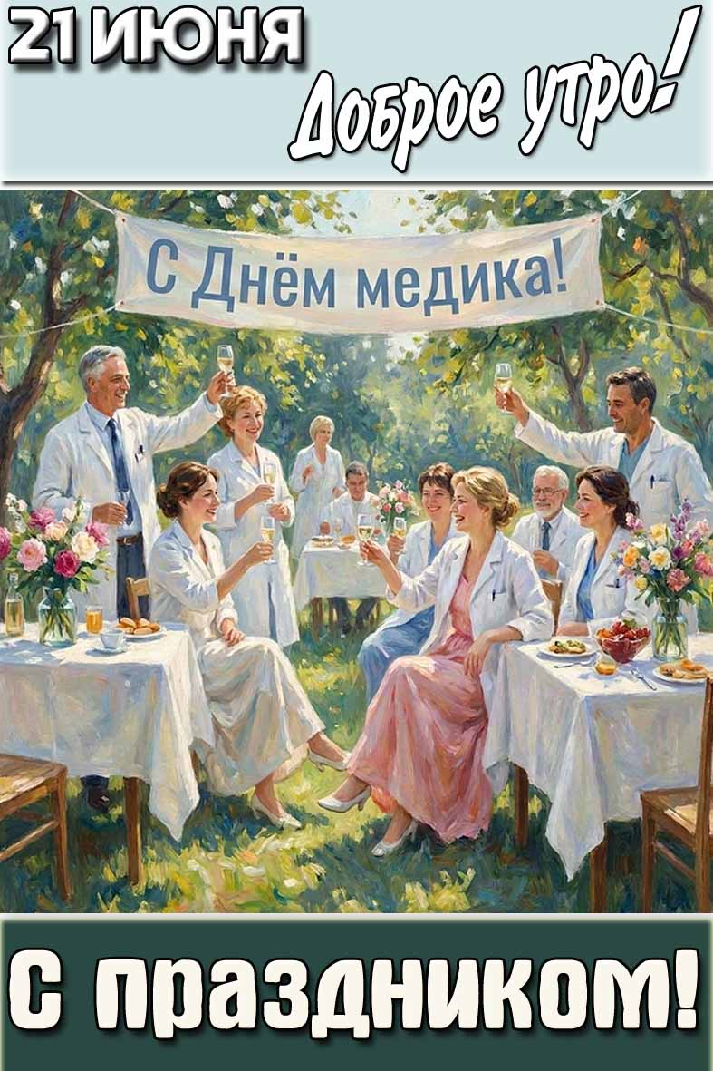 Картинка "21 июня доброе утро! С днём медика! С праздником!"