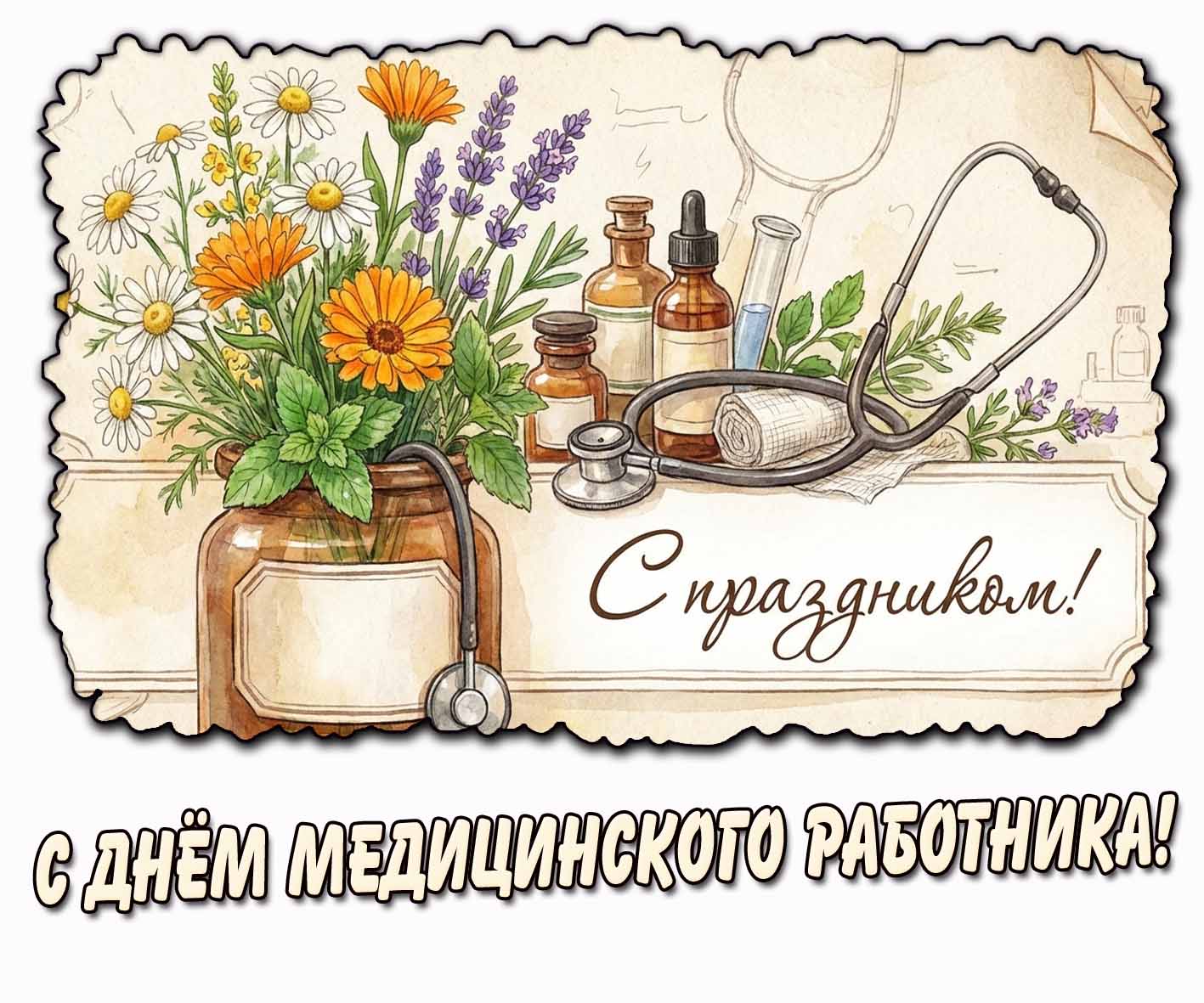 Стильная картинка "С днём медицинского работника! С праздником!"