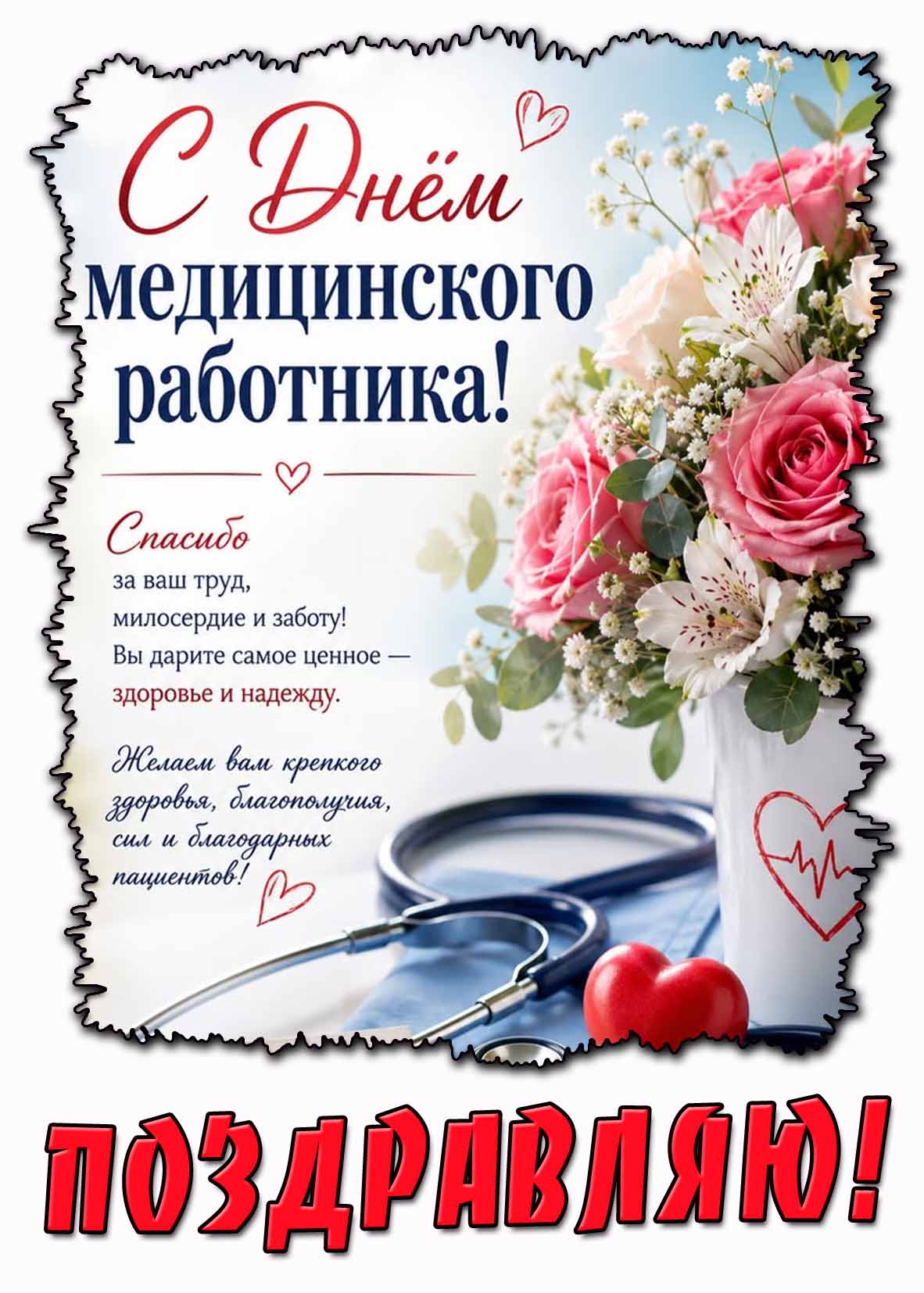 Поздравительная открытка с днём медицинского работника