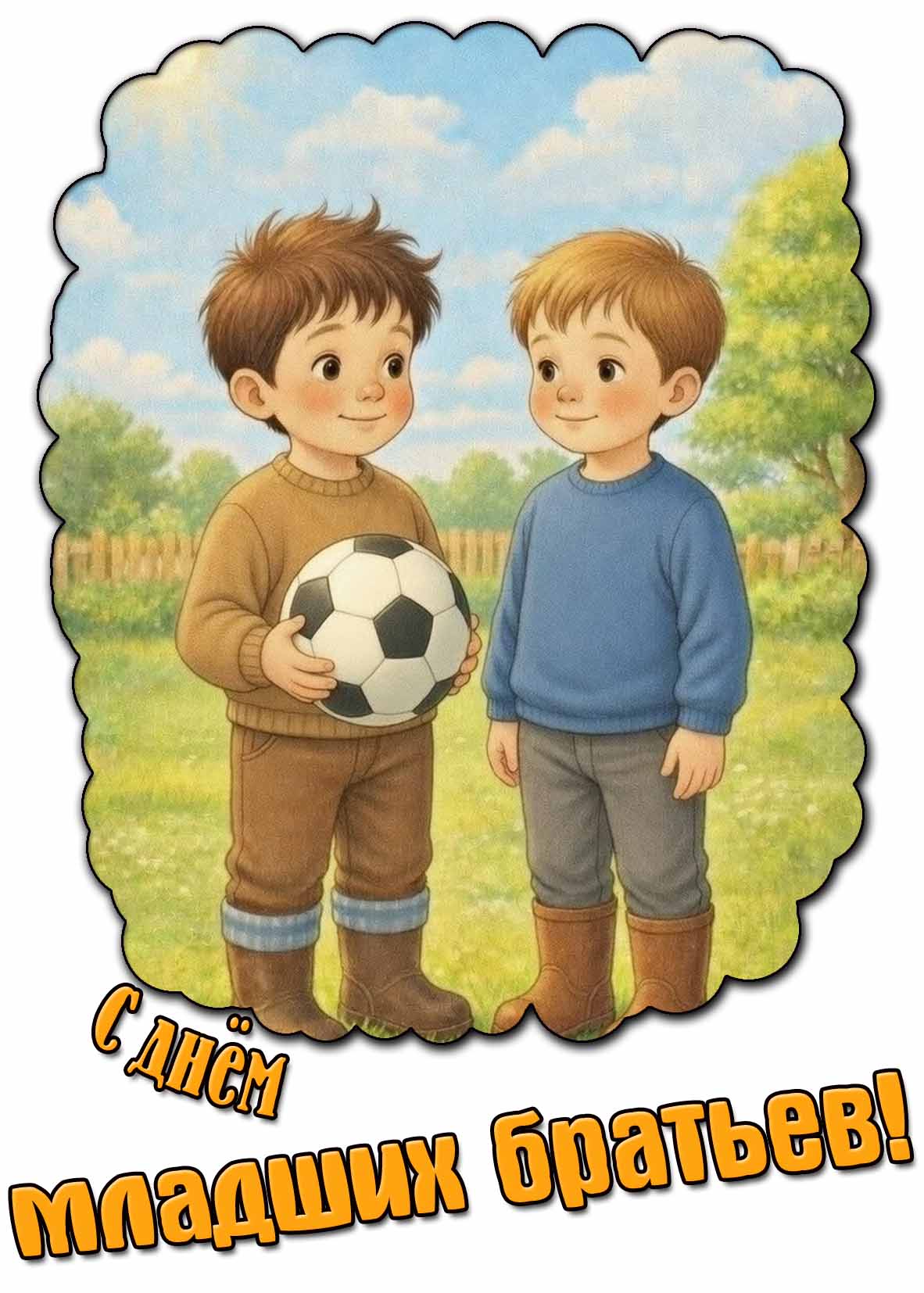 С днём младших братьев! - летняя открытка