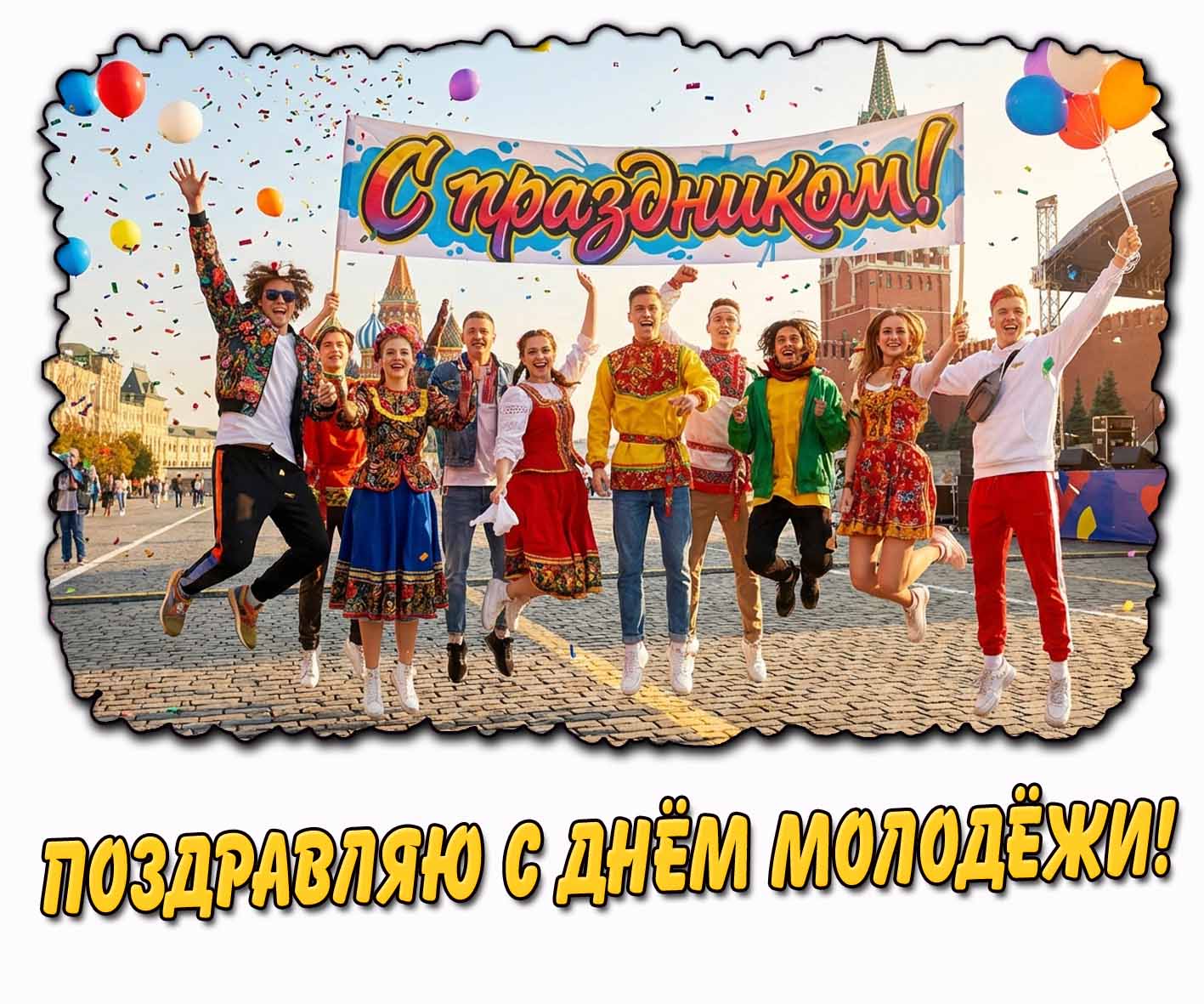 Прикольная открытка "Поздравляю с днём молодёжи! С праздником!"
