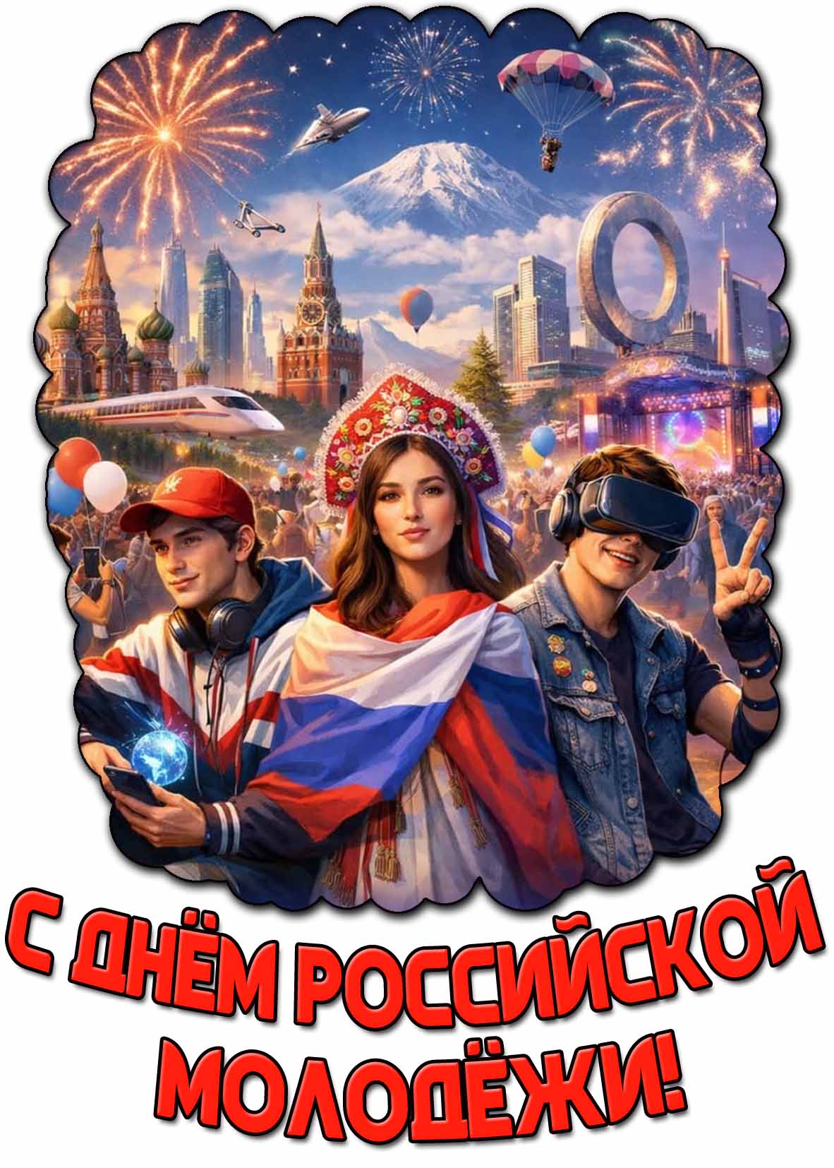 Открытка с днём Российской молодёжи