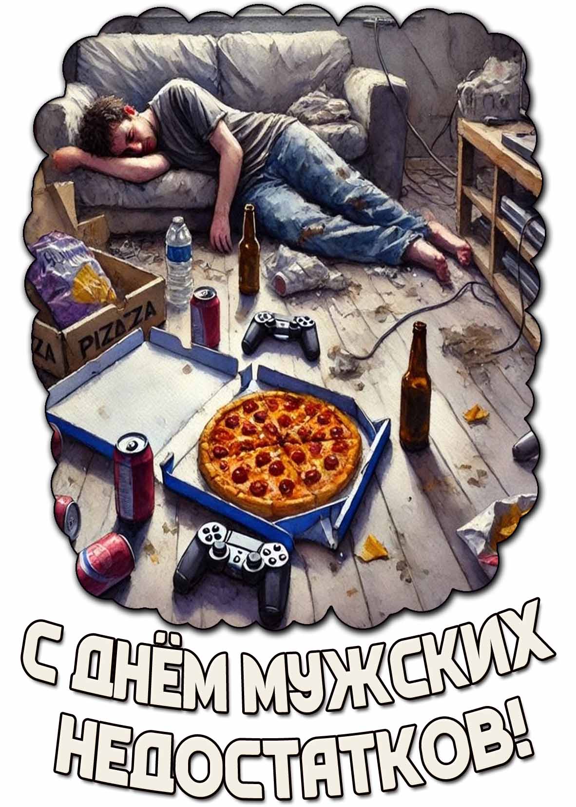 Открытка с днём мужских недостатков
