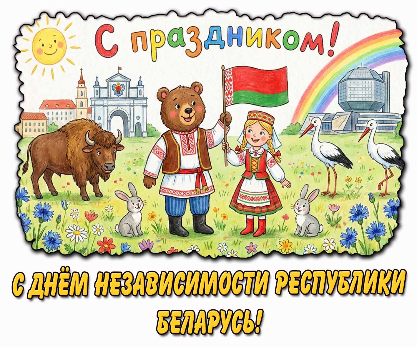 Детская картинка "С днём независимости республики Беларусь! С праздником!"