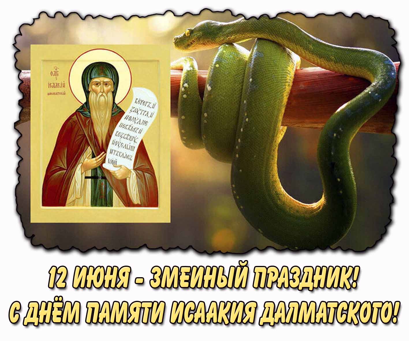 Картинка "12 июня - змеиный праздник! С днём памяти Исаакия Далматского!"