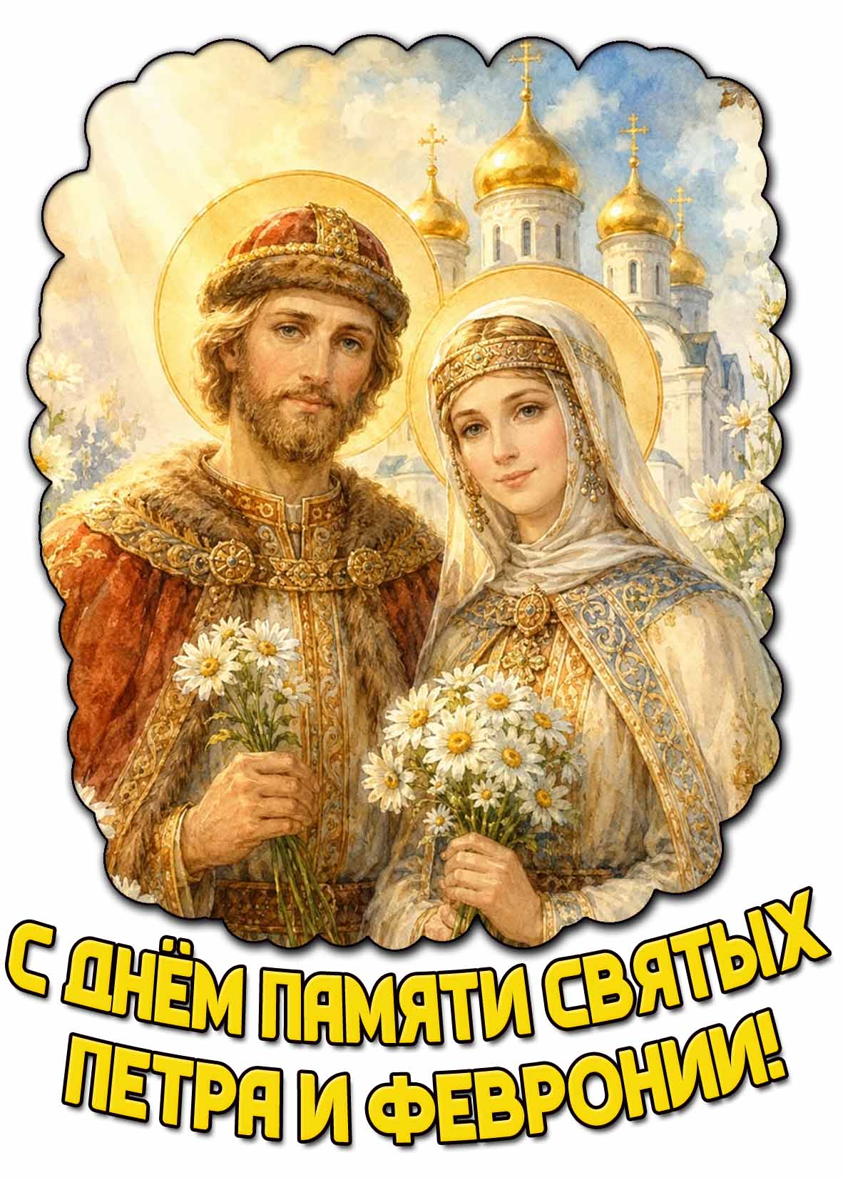Открытка с днём памяти святых Петра и Февронии