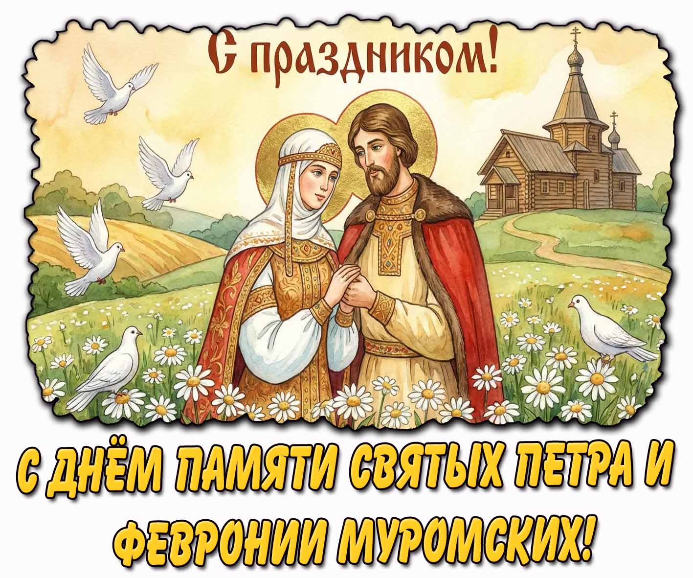 Картинка "С днём памяти святых Петра и Февронии! С праздником!"