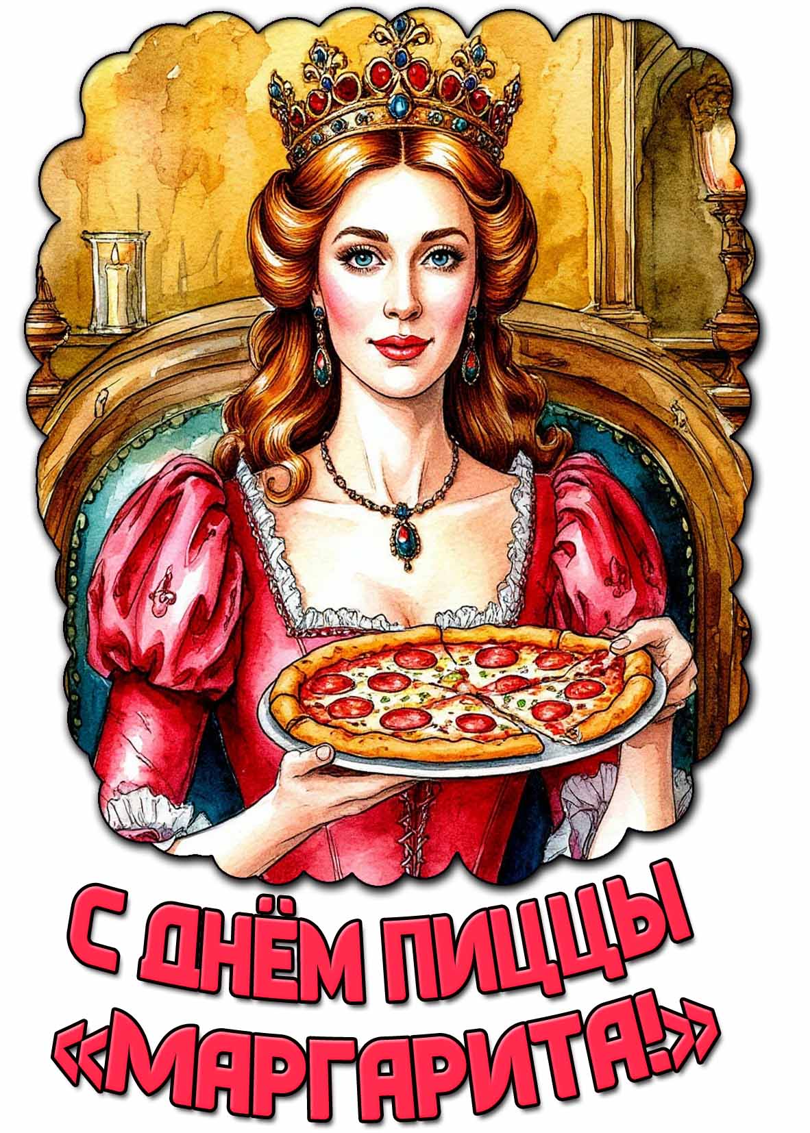 C днём пиццы «Маргарита!» - красивая открытка