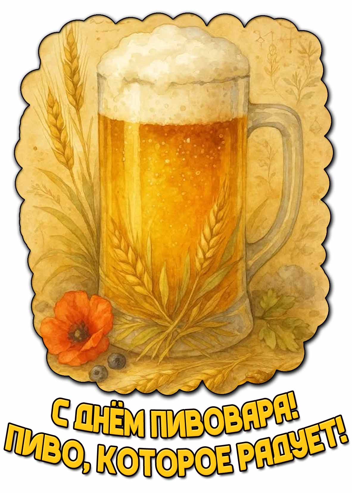 Открытка "С днём пивовара! Пиво, которое радует!"