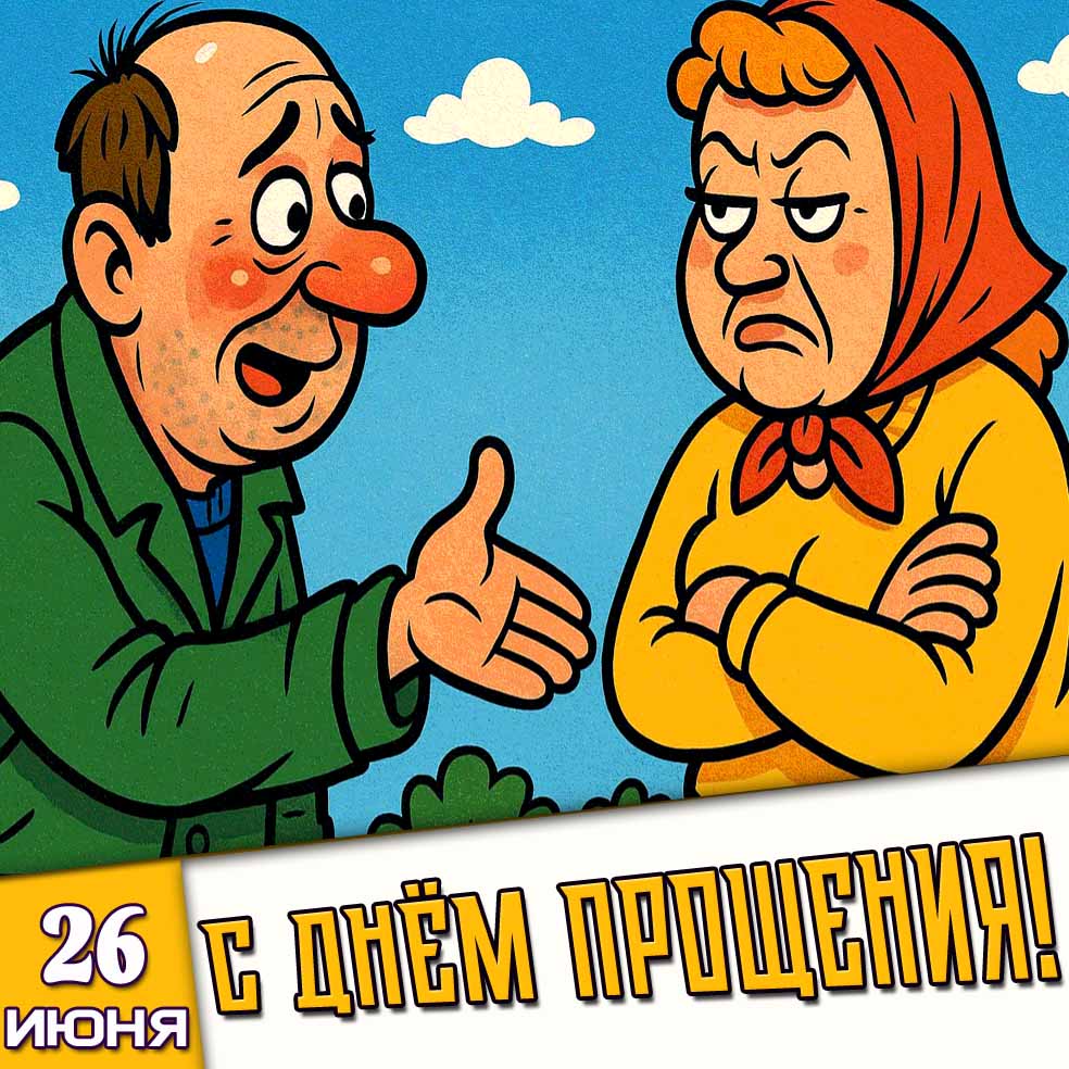 Прикольная открытка 26 июня - с днём прощения!