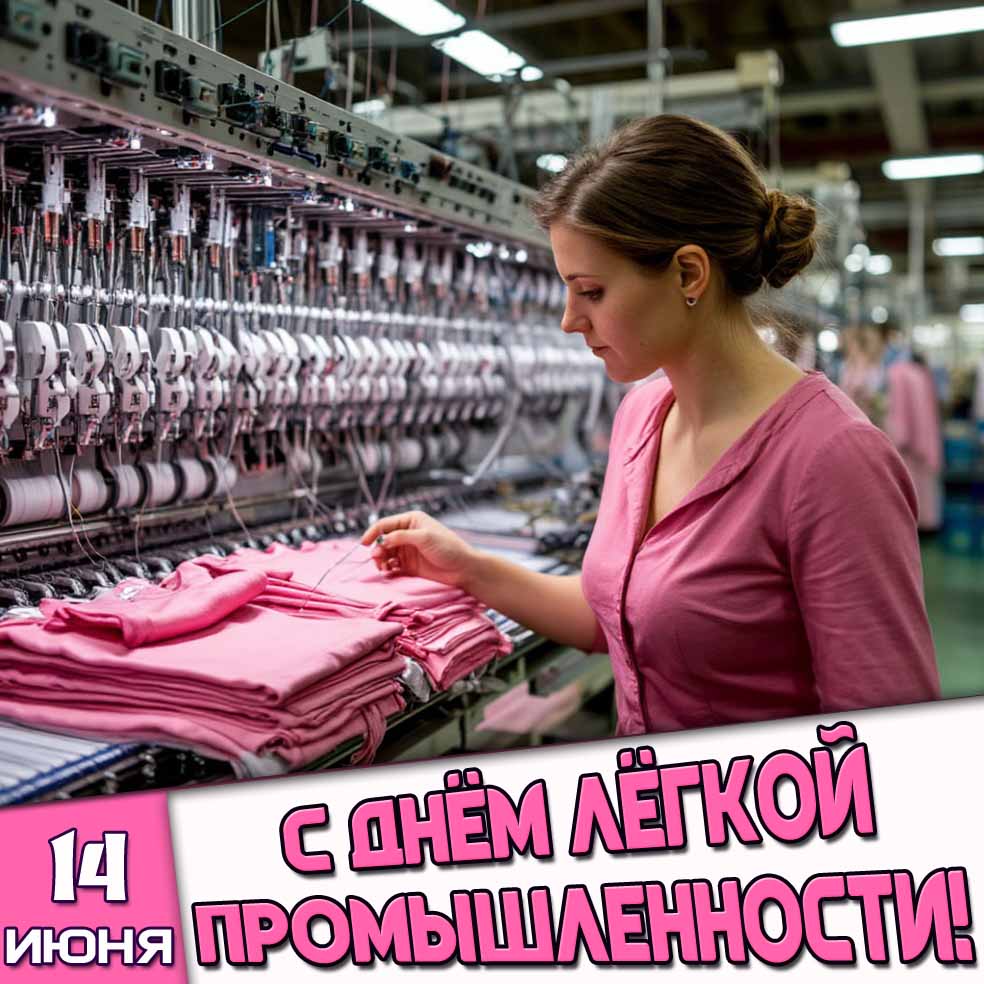 Открытка 14 июня - с днём лёгкой промышленности!