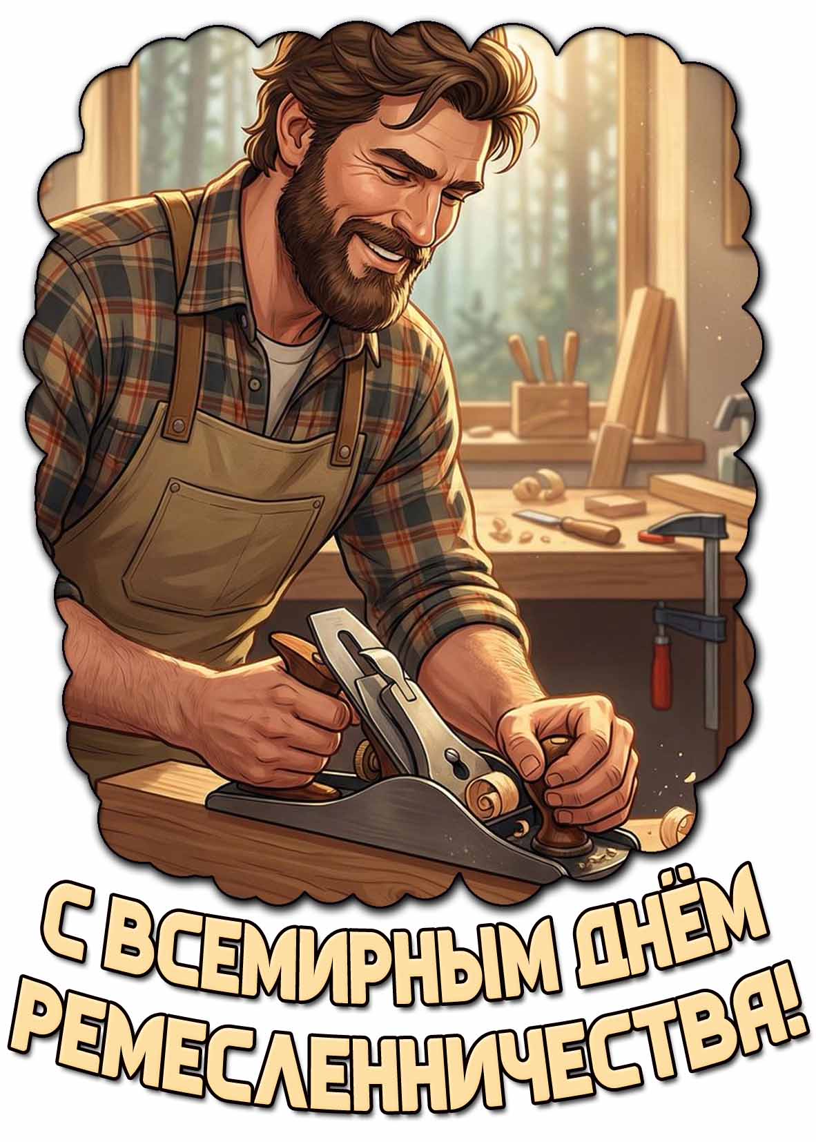 С Всемирным днём ремесленничества! - открытка для мужчины