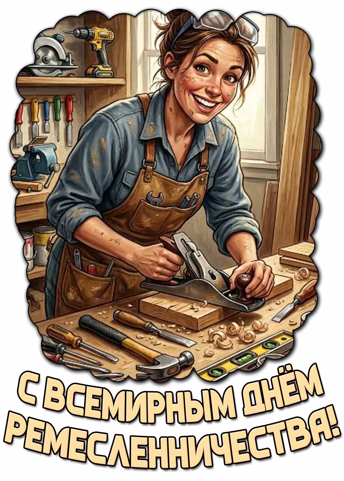 С Всемирным днём ремесленничества! - открытка для женщины