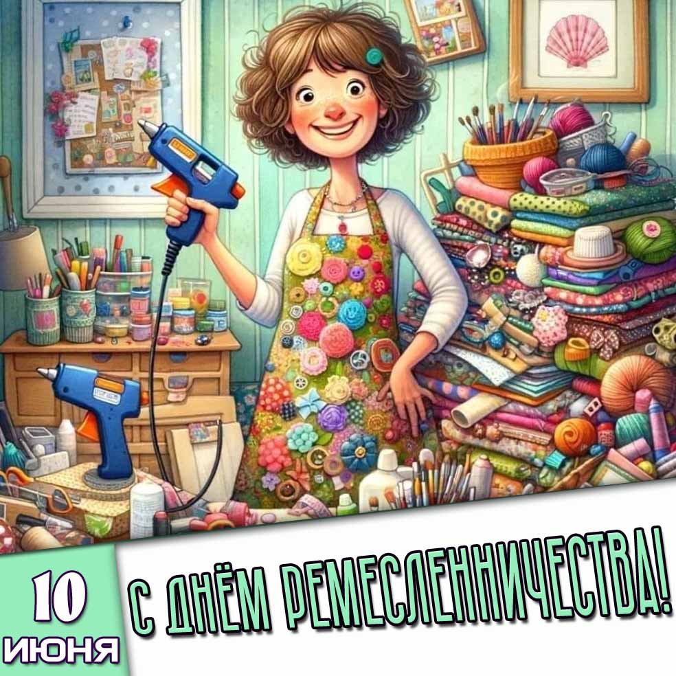 Открытка 10 июня - с днём ремесленничества!